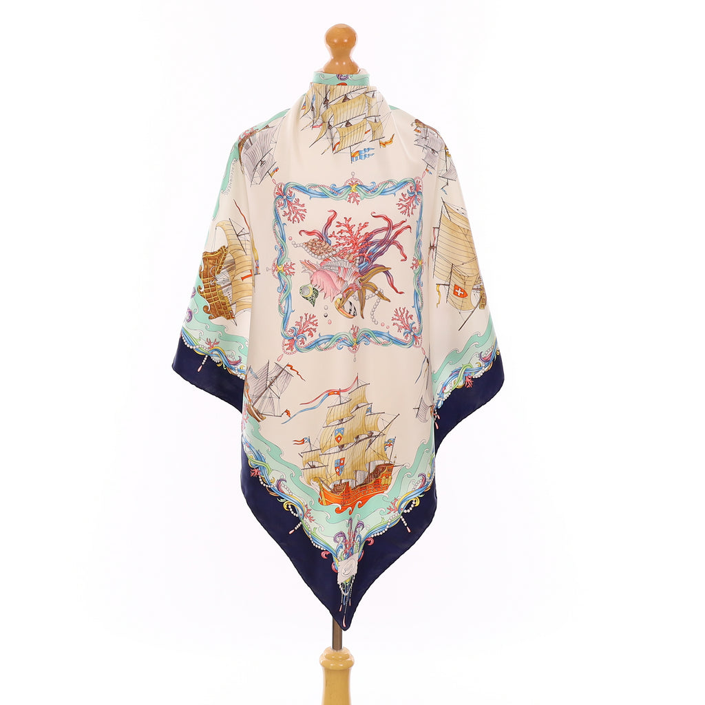 Gucci Navy Nautical Silk Scarf