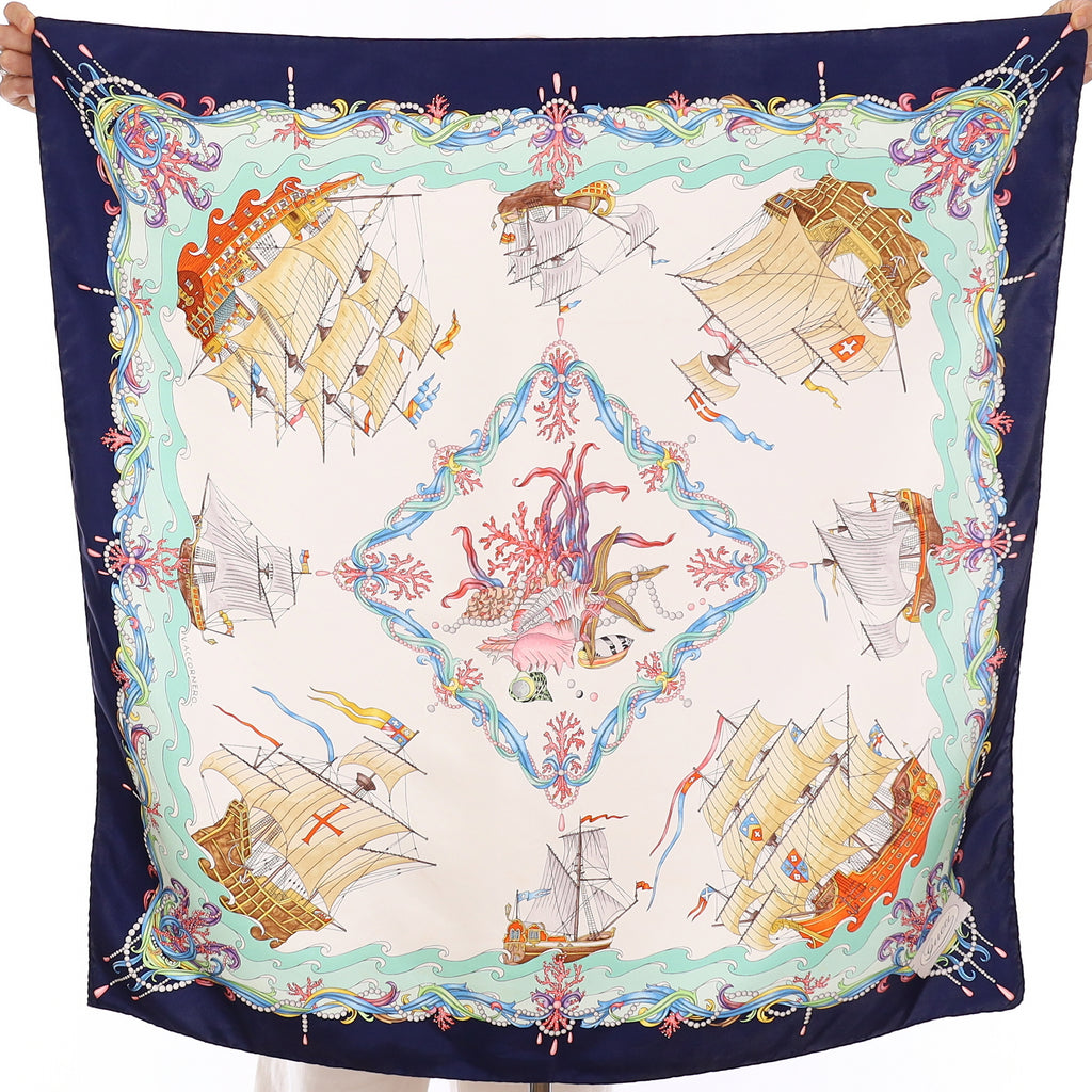 Gucci Navy Nautical Silk Scarf