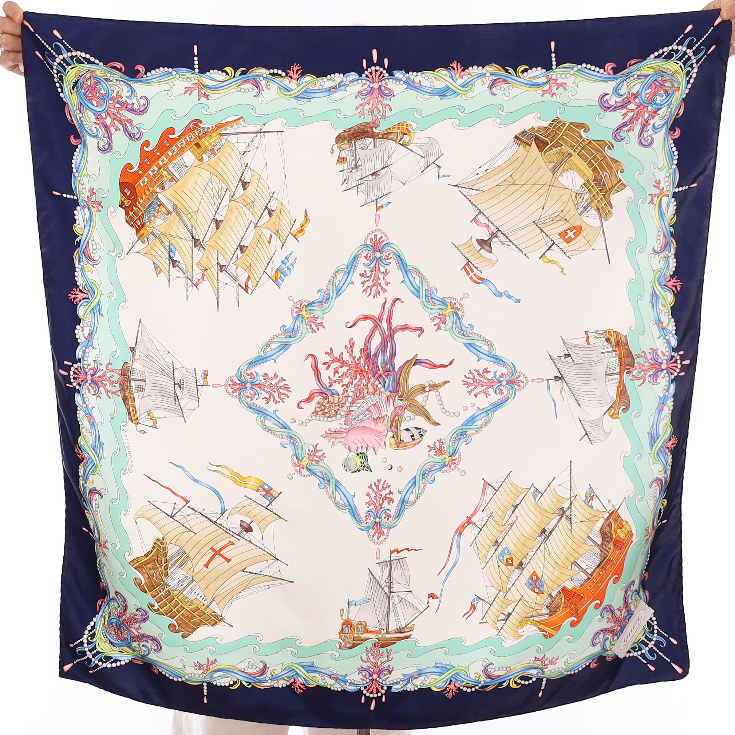 Gucci Navy Nautical Silk Scarf