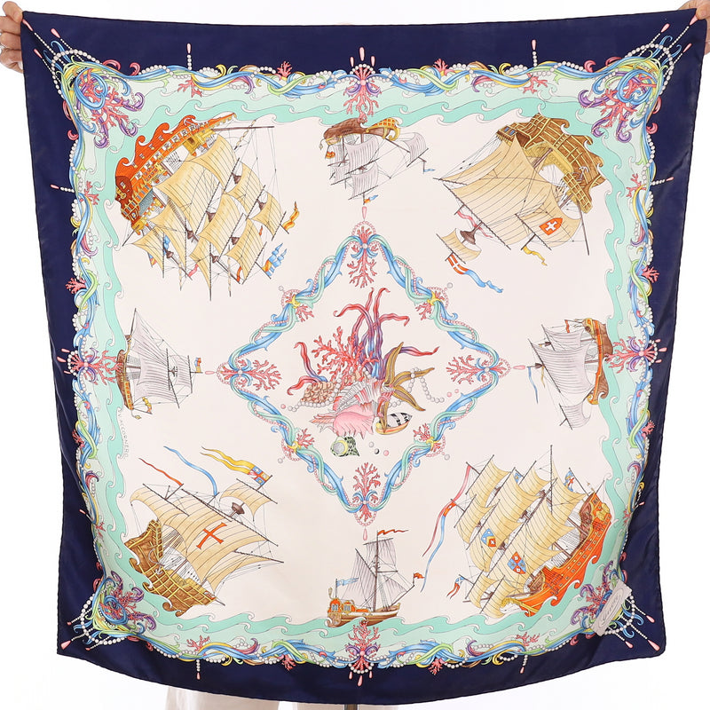 Gucci Navy Nautical Silk Scarf