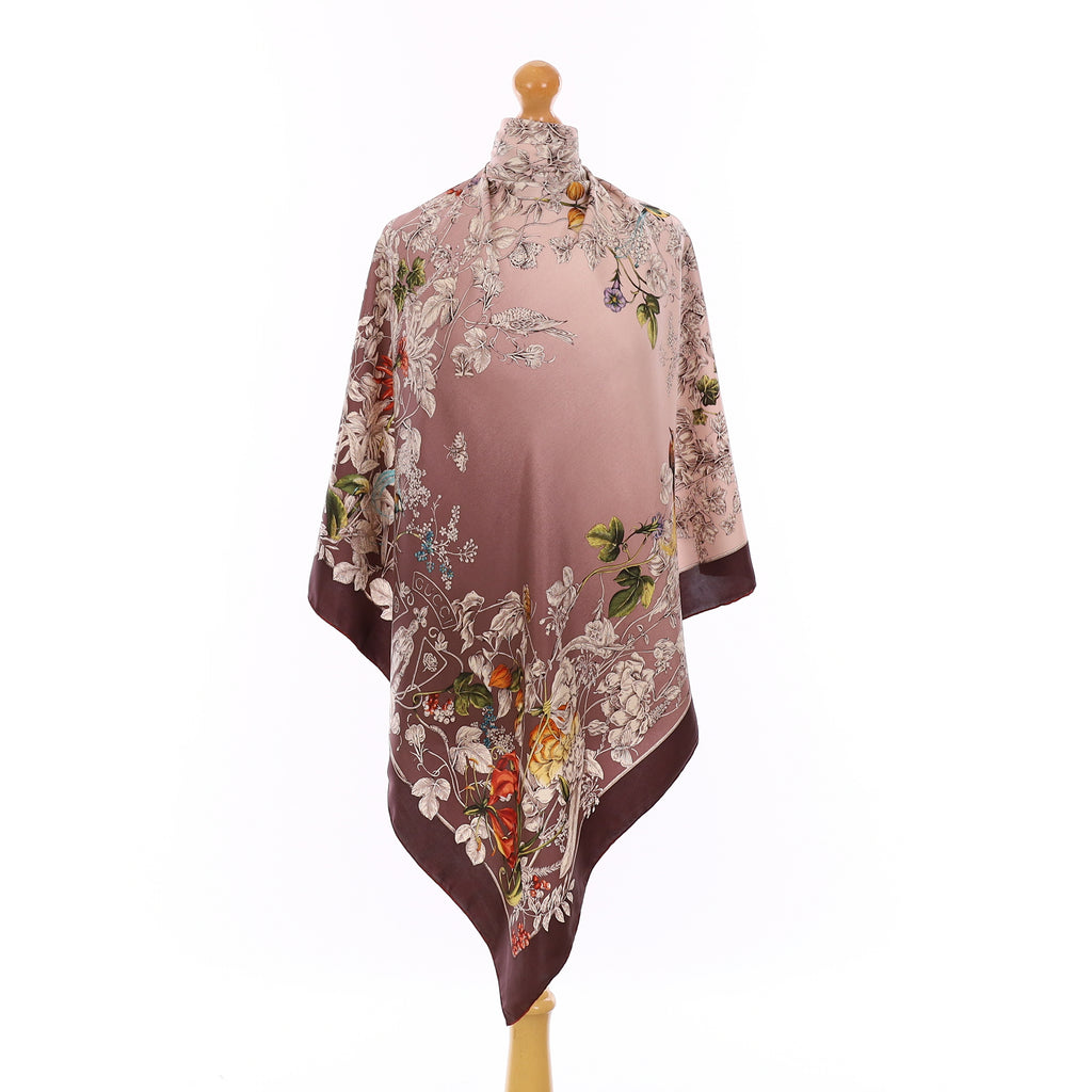 Gucci Plum Floral Silk Scarf