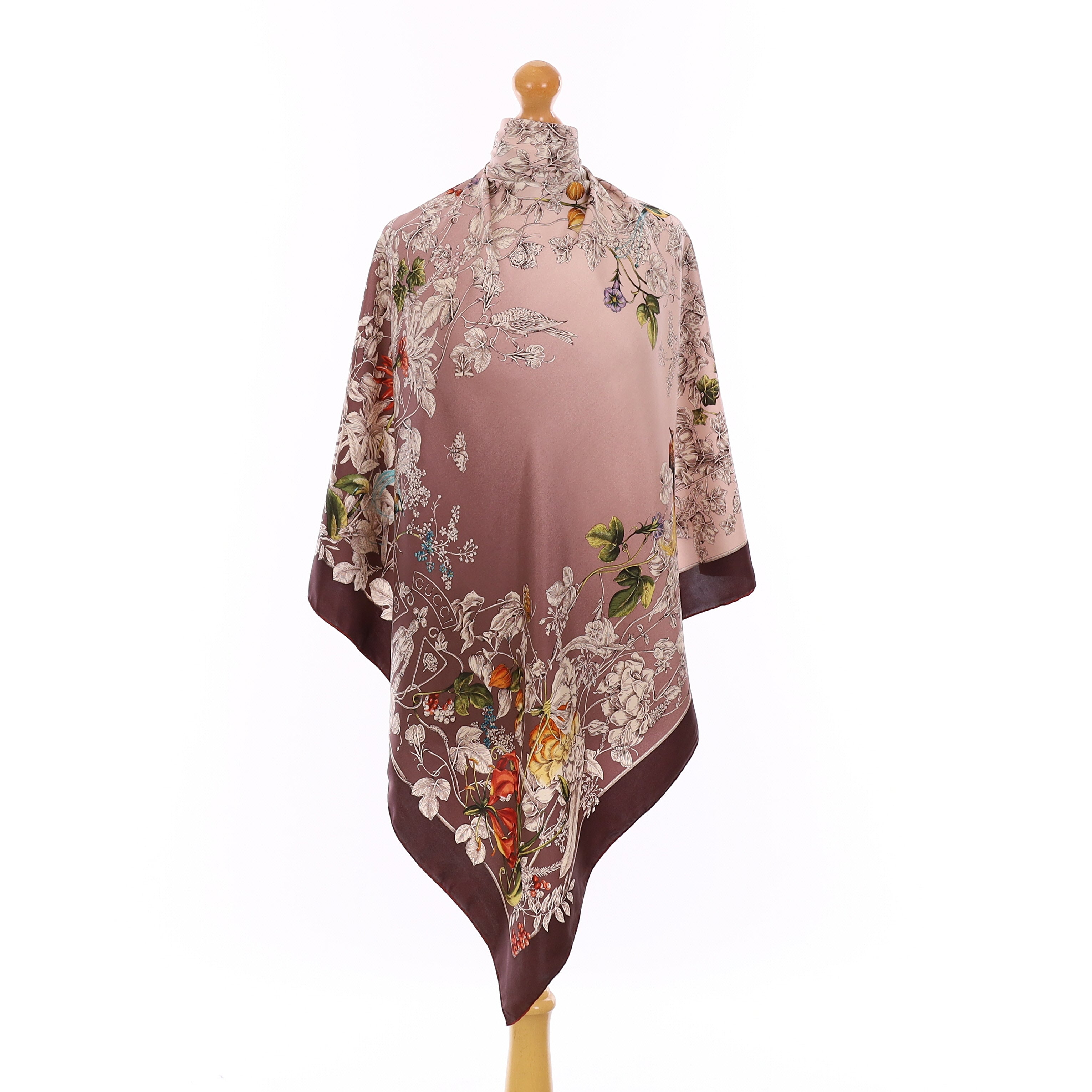 Gucci Plum Floral Silk Scarf