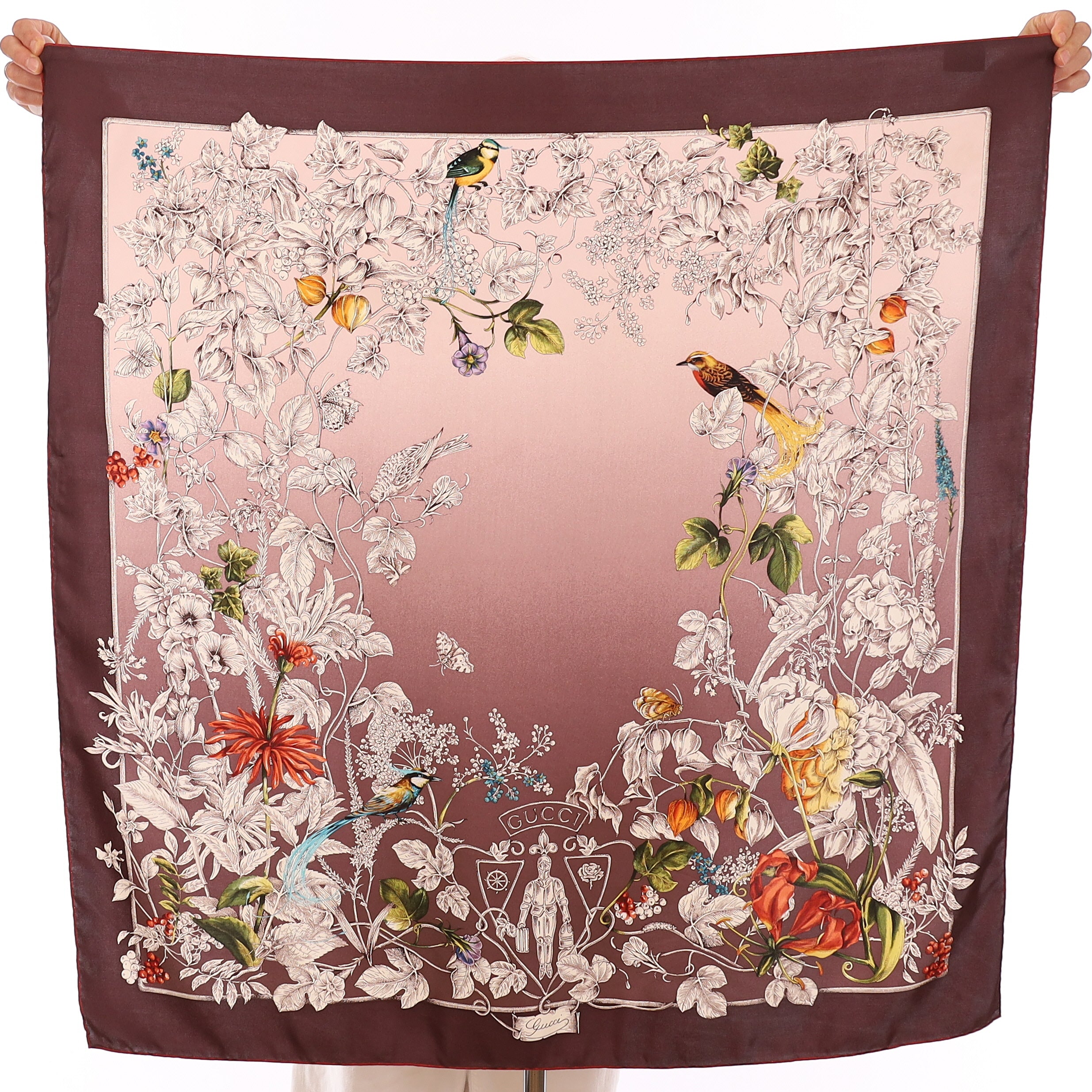 Gucci Plum Floral Silk Scarf