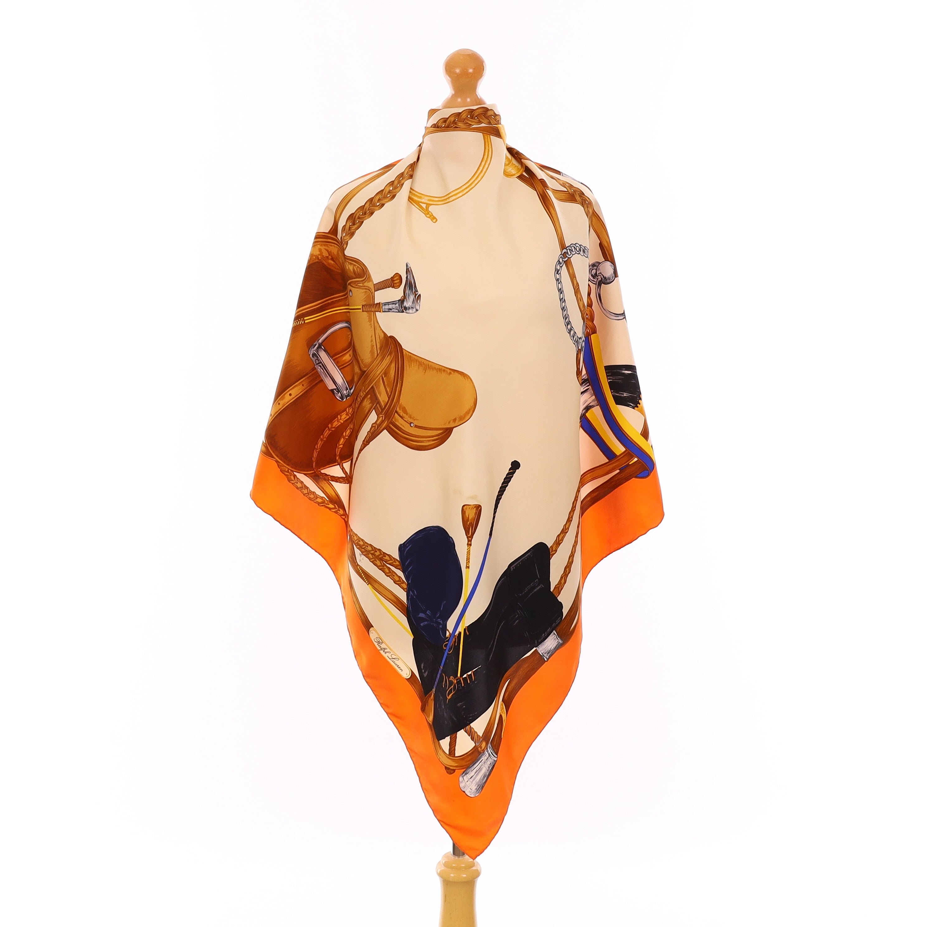 Ralph Lauren Orange Equestrian Silk Scarf