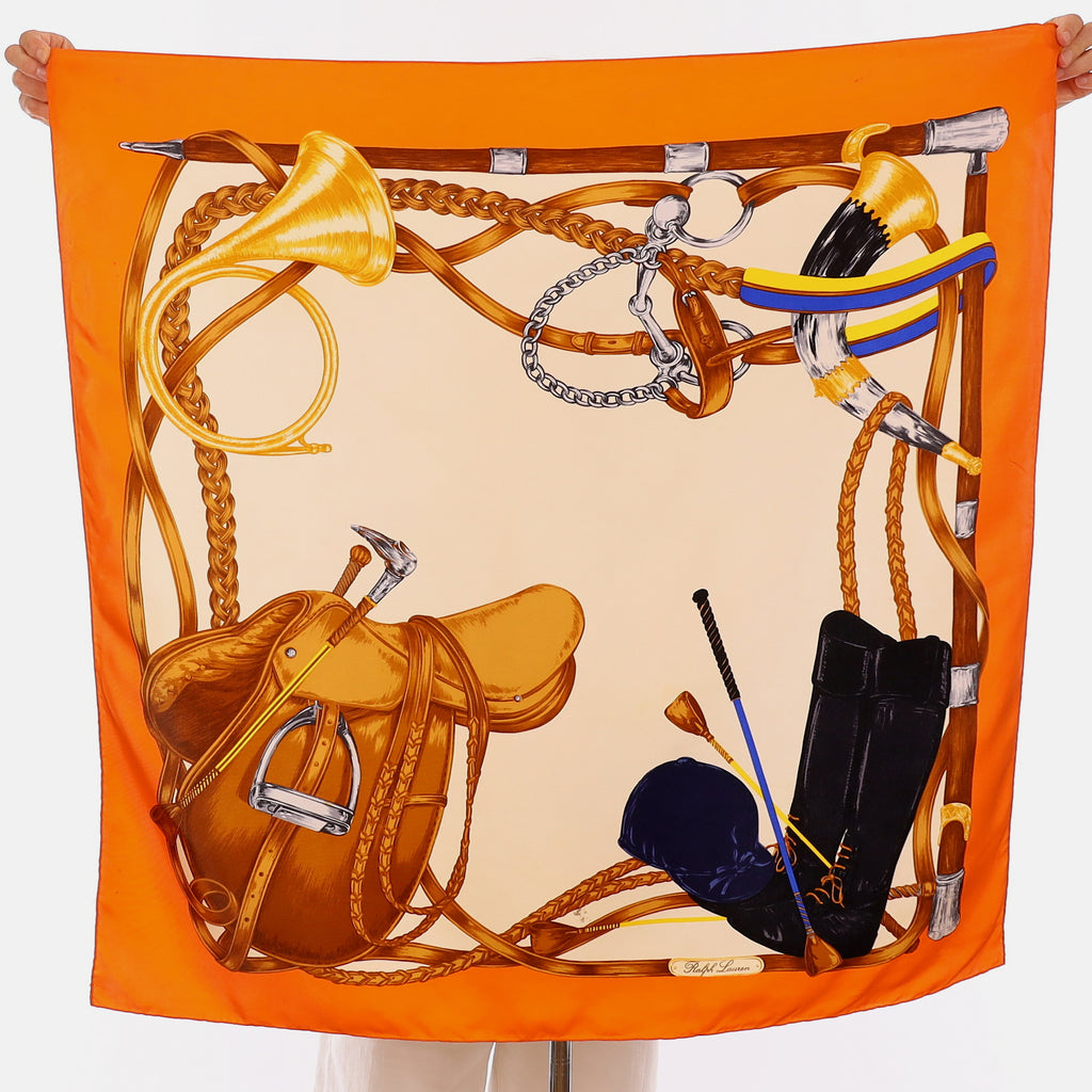 Ralph Lauren Orange Equestrian Silk Scarf