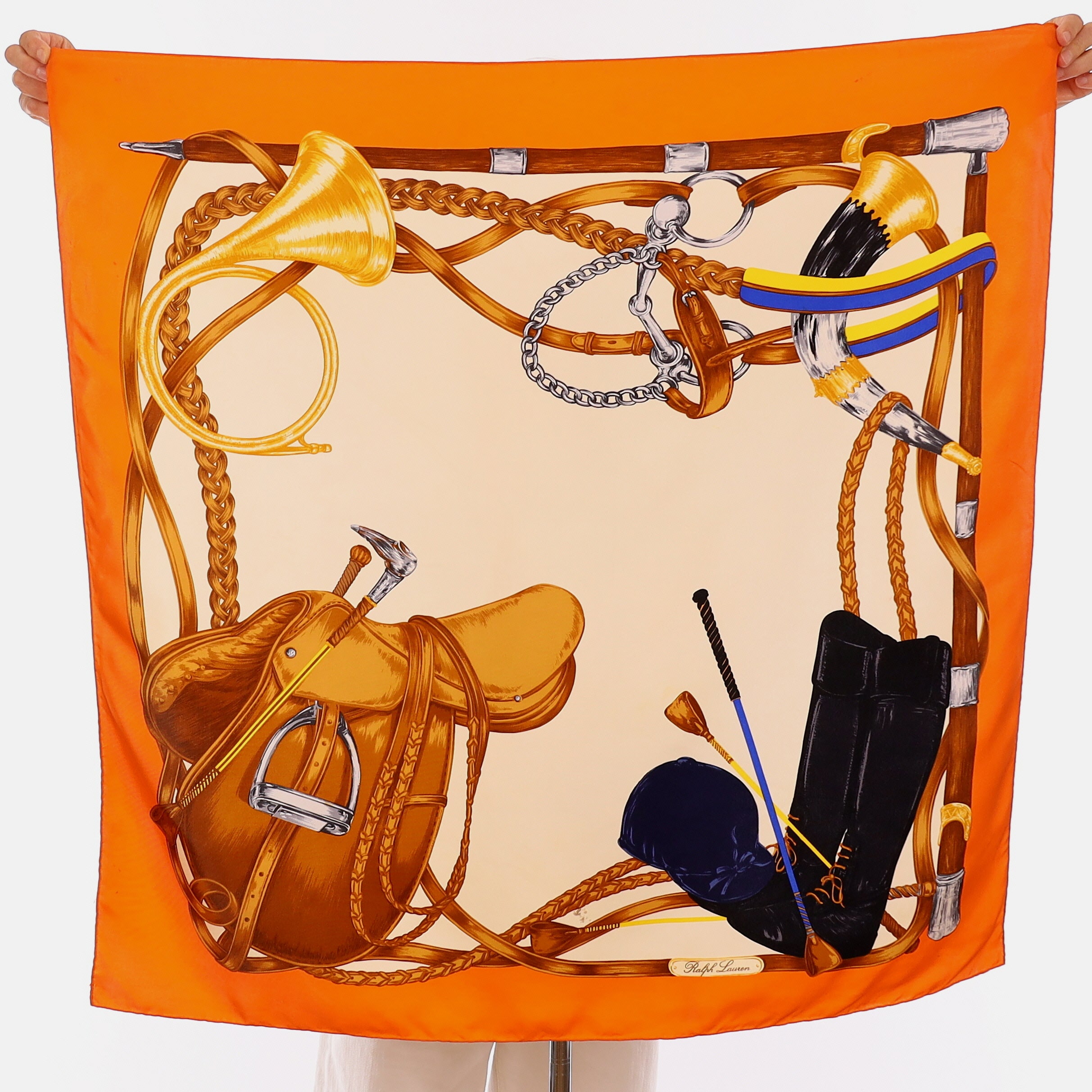 Ralph Lauren Orange Equestrian Silk Scarf