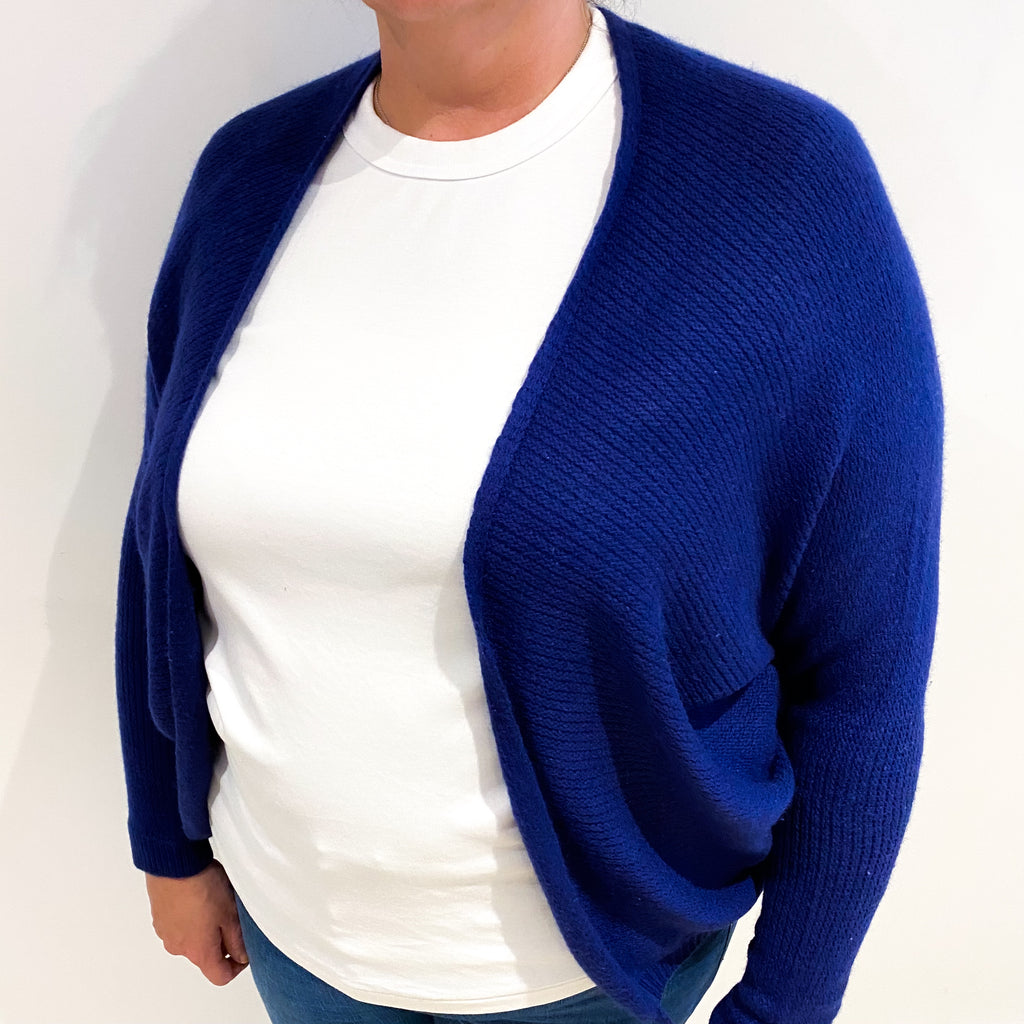 Indigo Blue Cashmere Batwing Edge to Edge Cardigan Extra Large