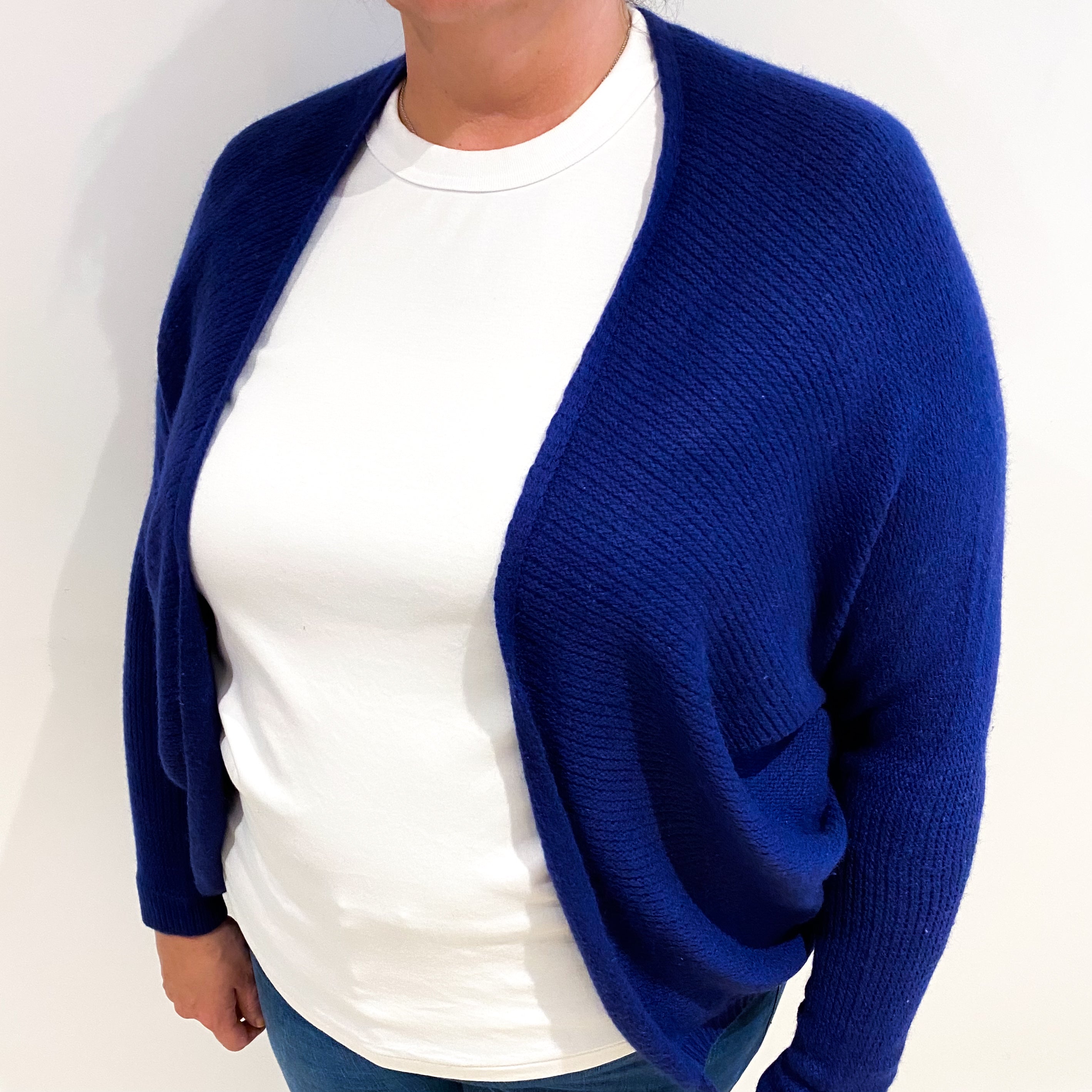 Indigo Blue Cashmere Batwing Edge to Edge Cardigan Extra Large
