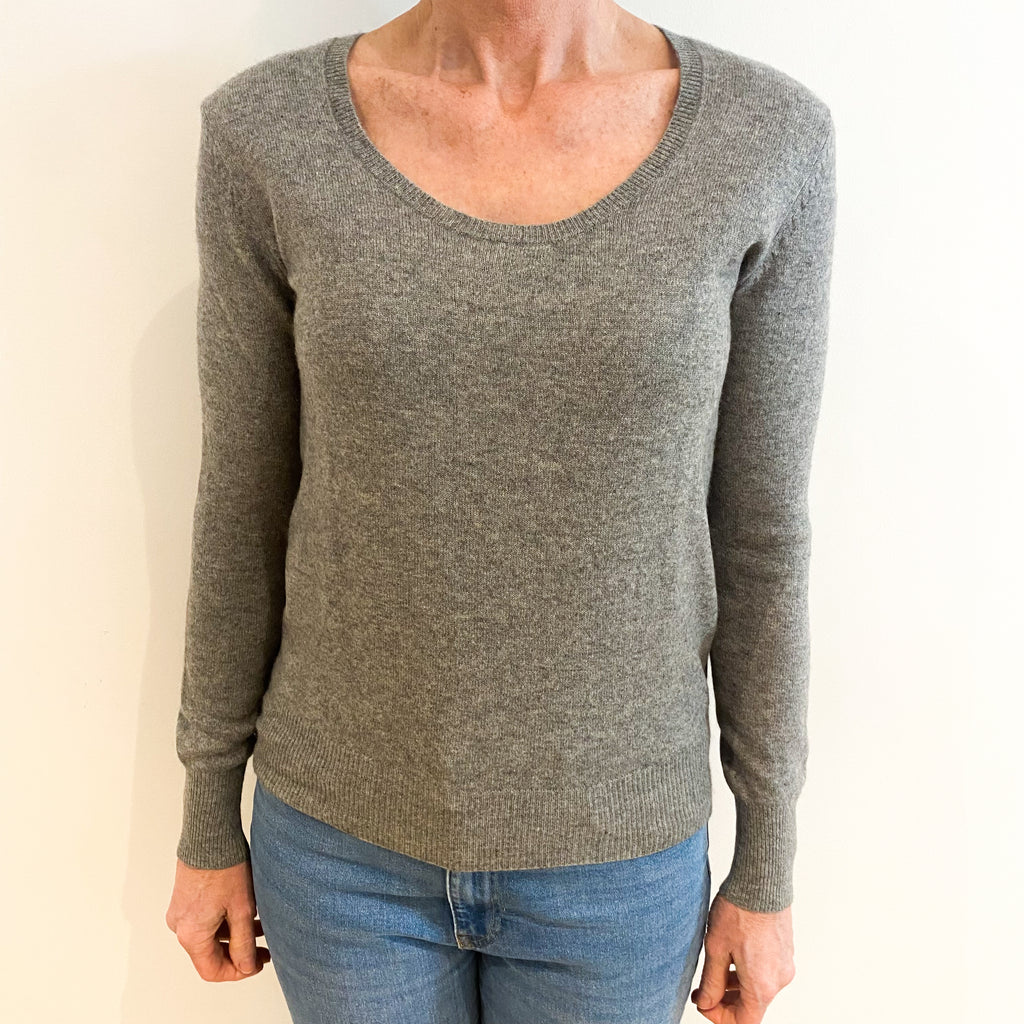 Smoke Grey Cashmere Scoop Neck Jumper Small