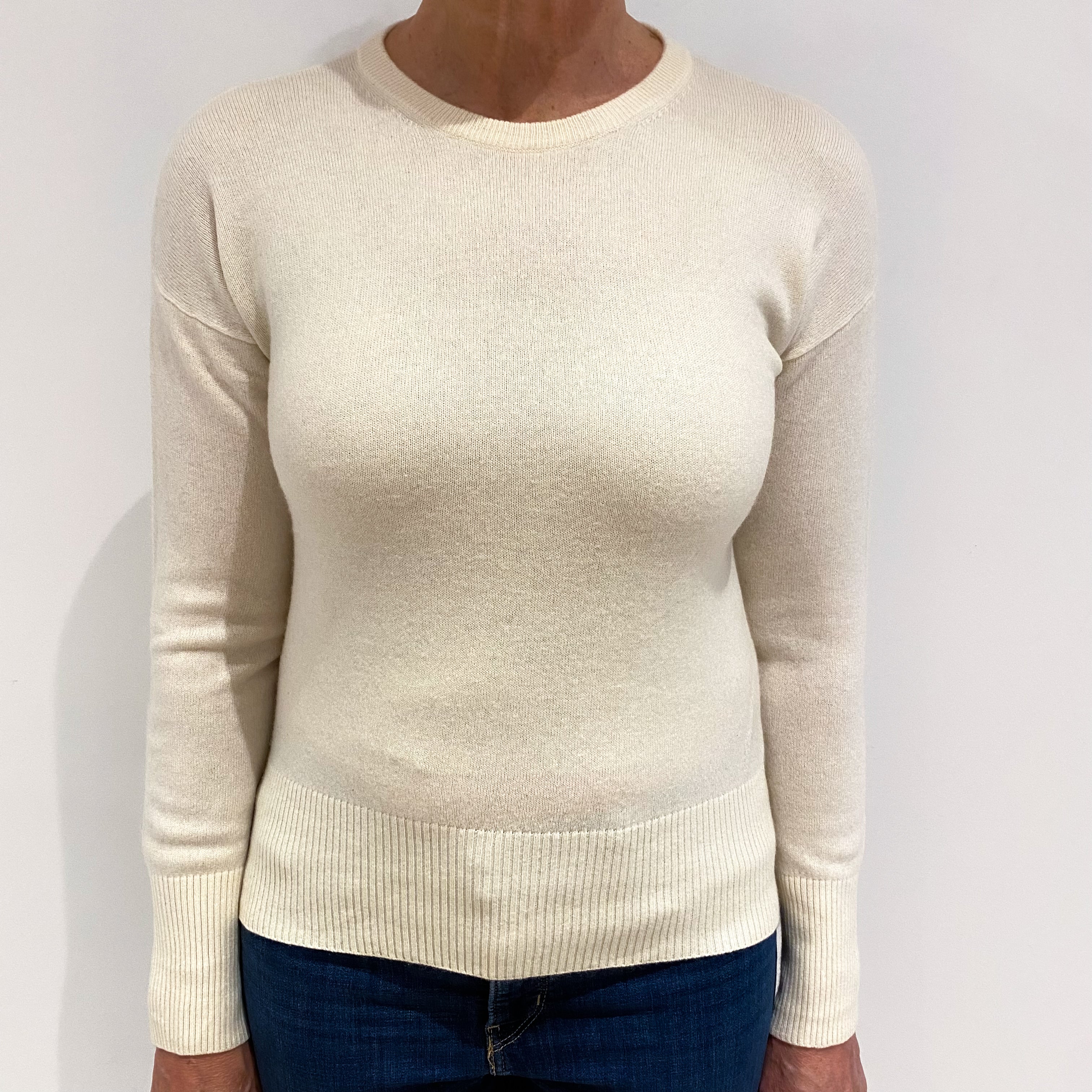 Vanilla Cream Cashmere Crew Neck Jumper Medium