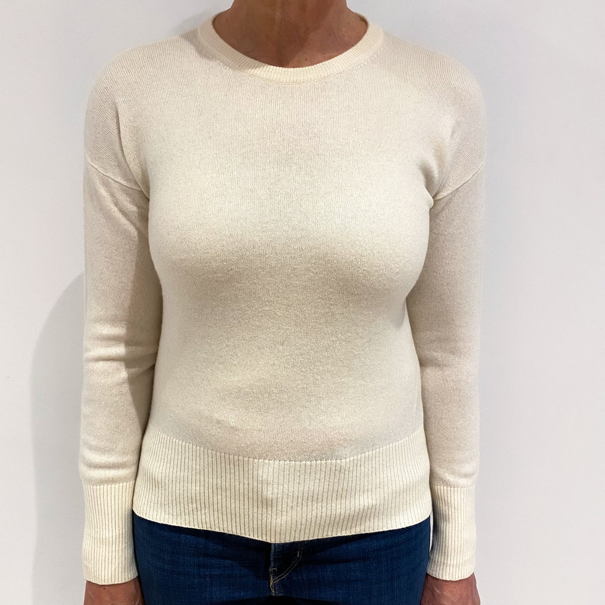 Vanilla Cream Cashmere Crew Neck Jumper Medium