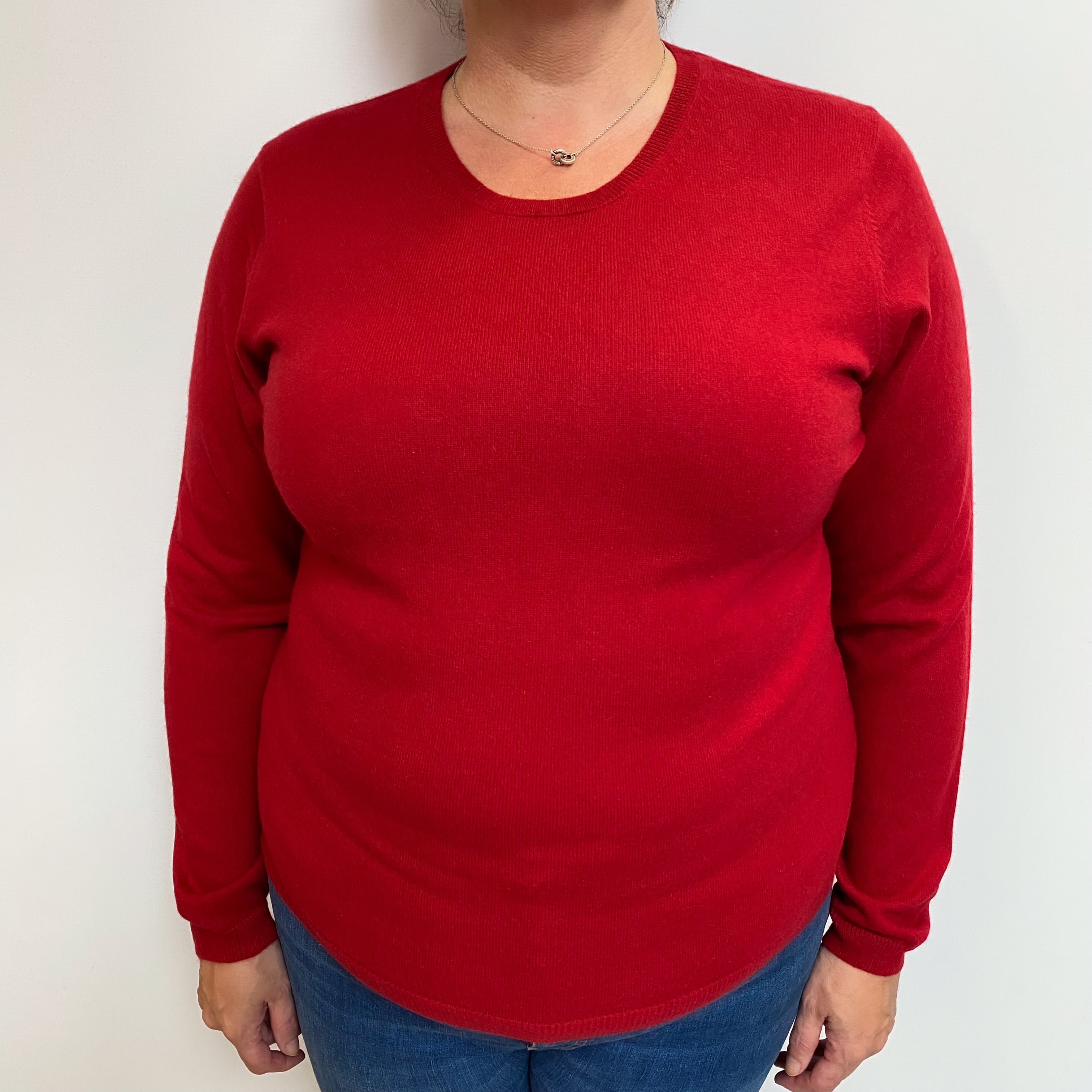 Post Box Red Cashmere Crew Neck Jumper Extra Large