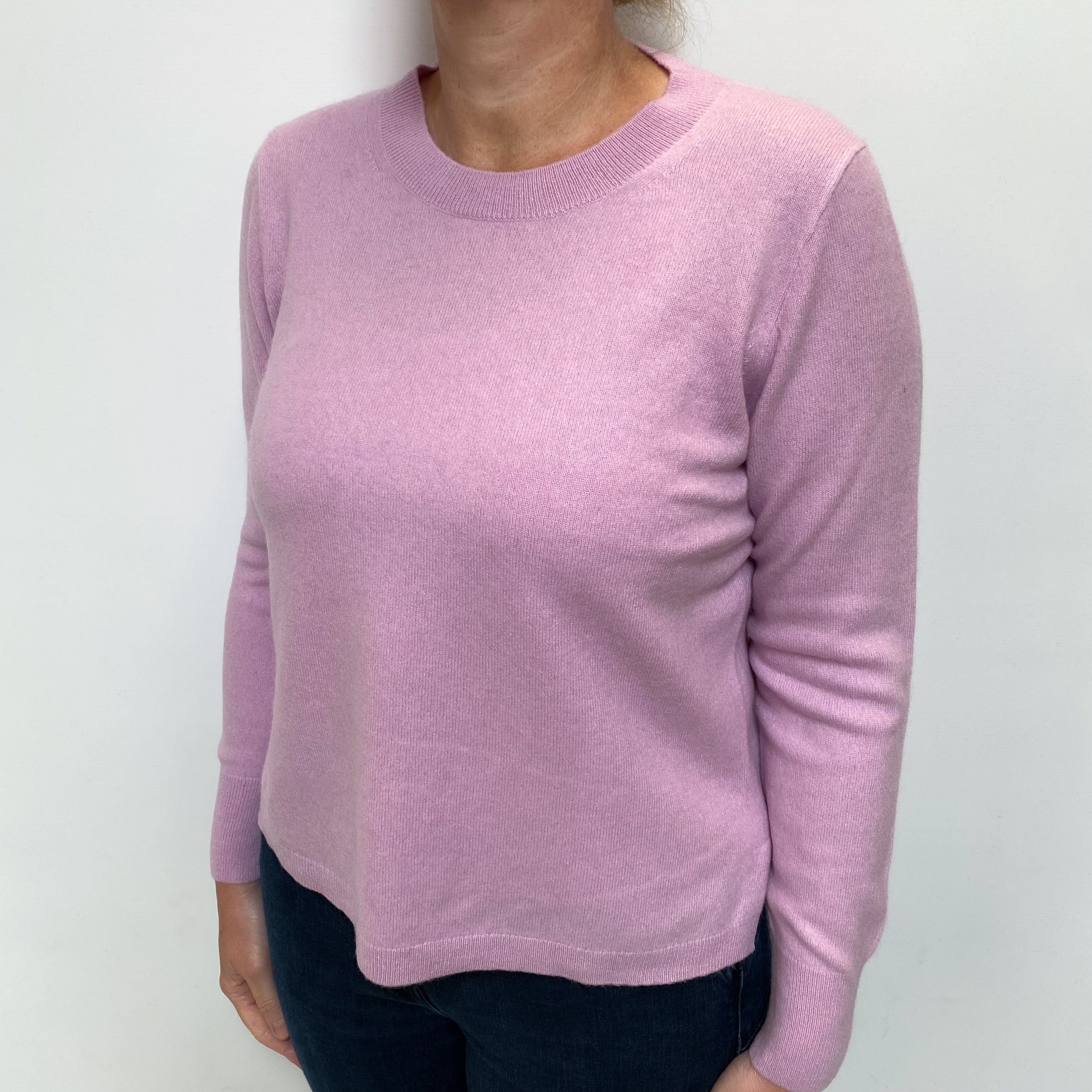 Foxglove Pink Cashmere Crew Neck Jumper Large