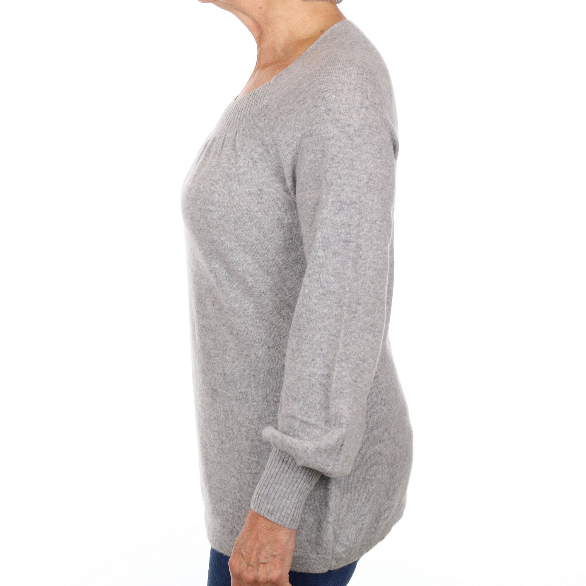 Smoke Grey Cashmere Scoop Neck Jumper Medium
