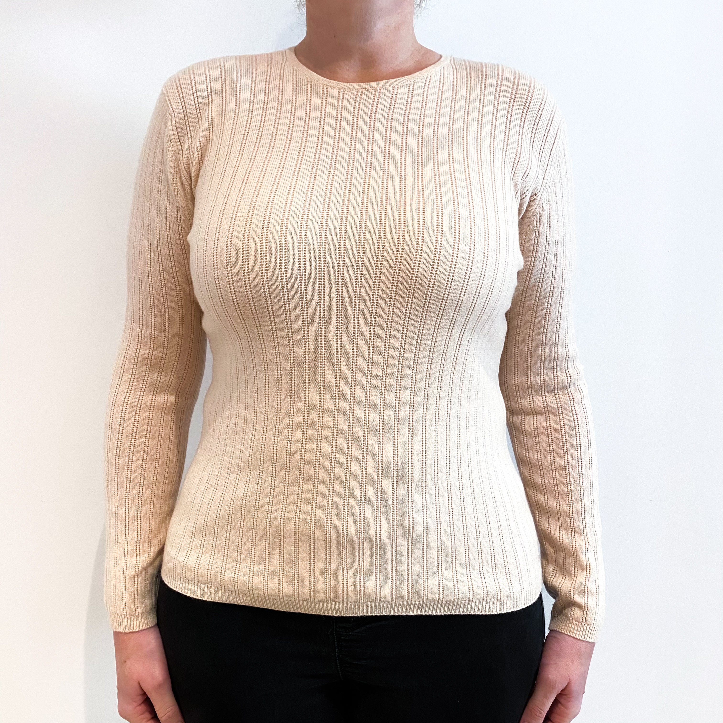 Pale Peach Cashmere Crew Neck Jumper Large