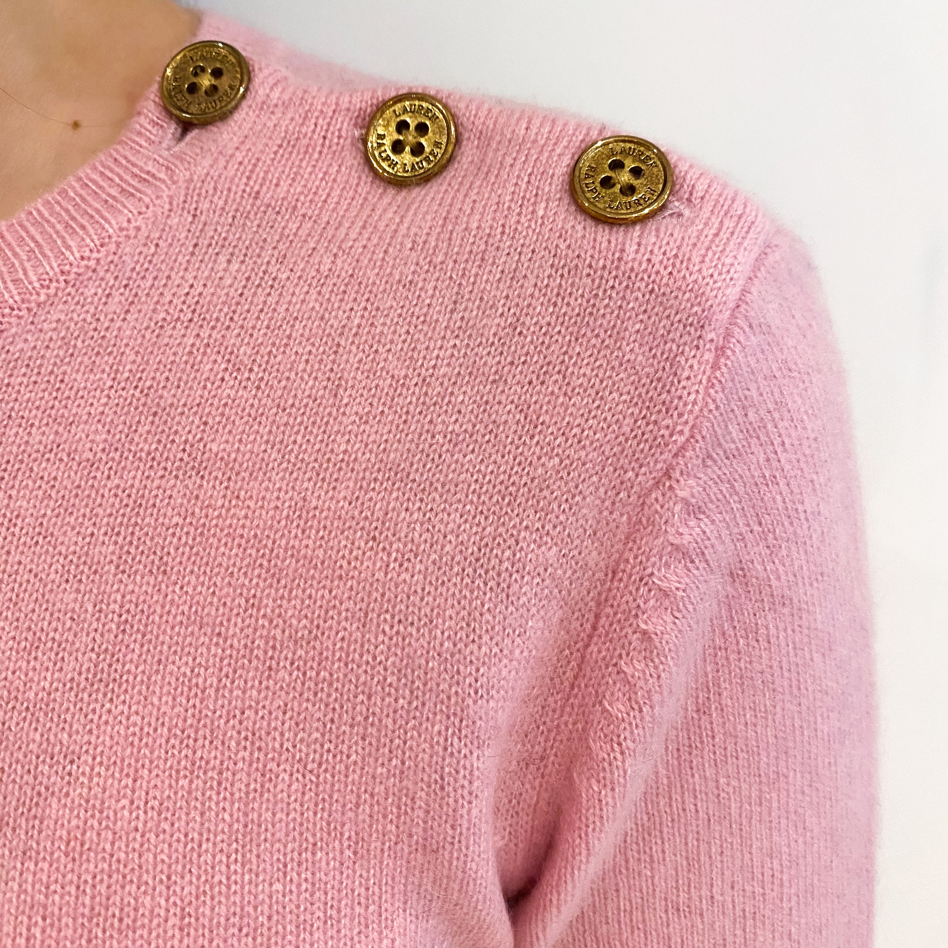 Ralph Lauren Sugarmouse PinkCashmere Crew Neck Jumper Extra Small