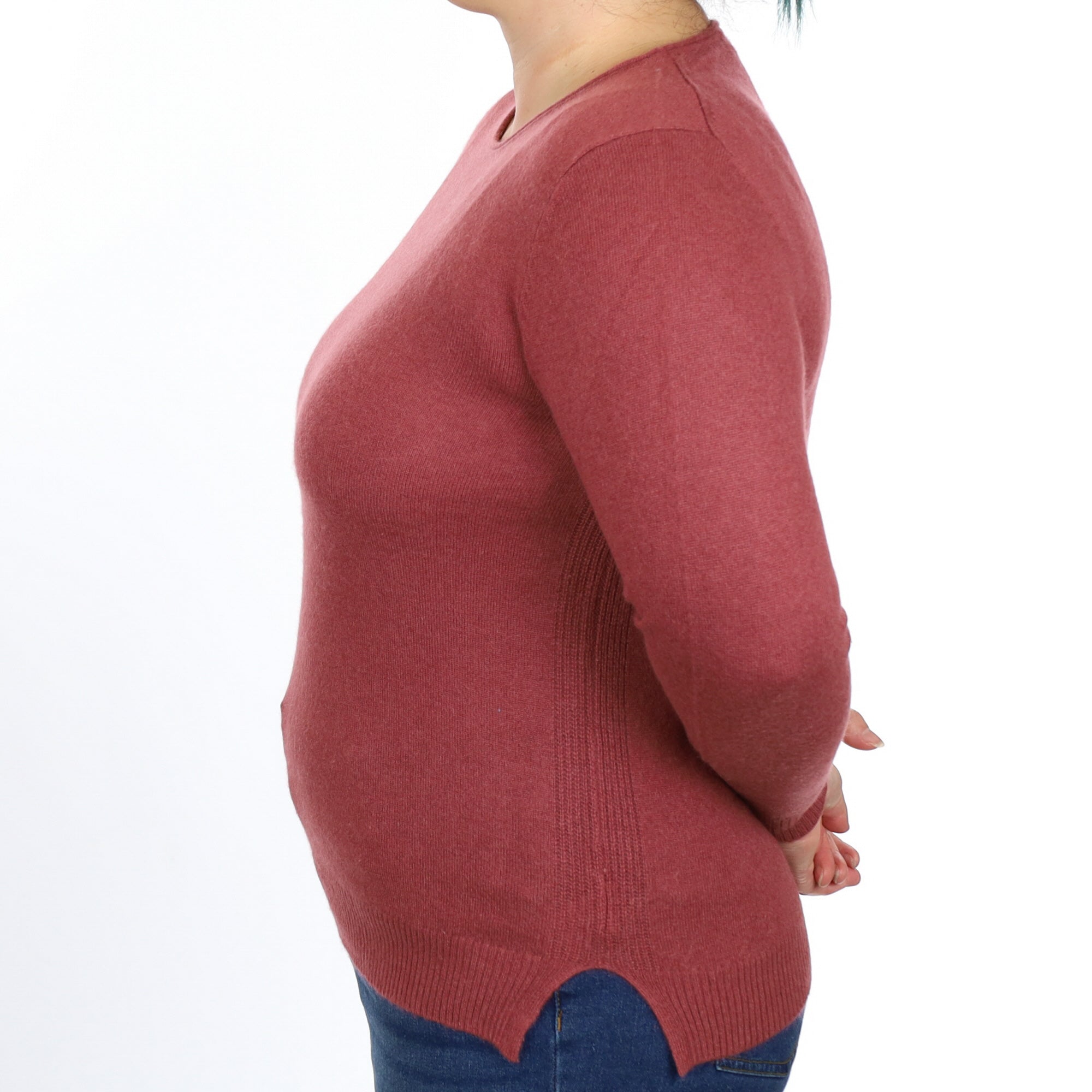Dusky Heather Cashmere Crew Neck Jumper Large