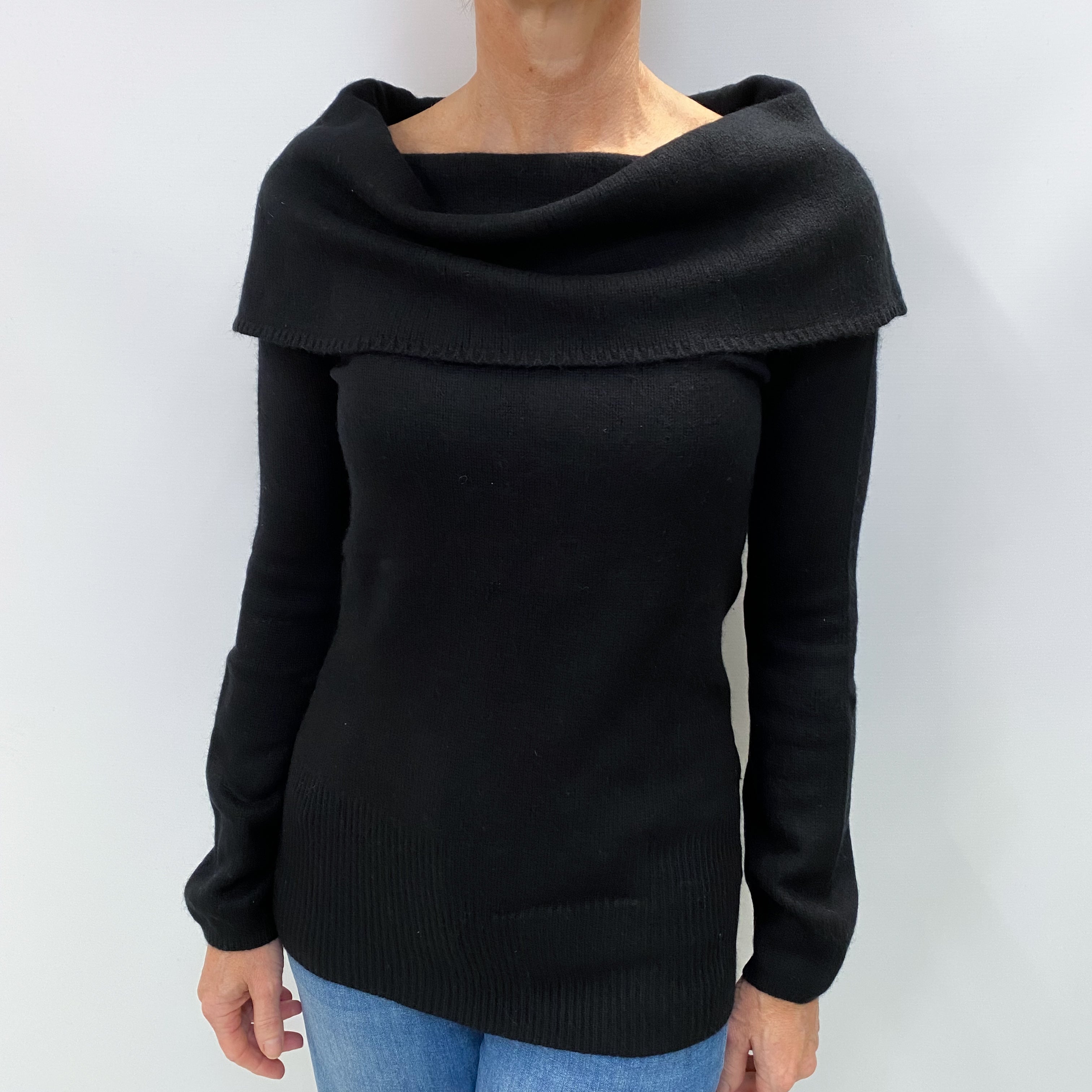 Black Cashmere Cowl Neck Jumper Medium