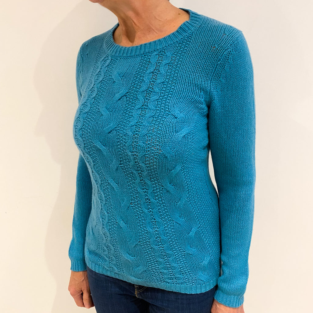 Aqua Blue Cashmere Crew Neck Jumper Medium