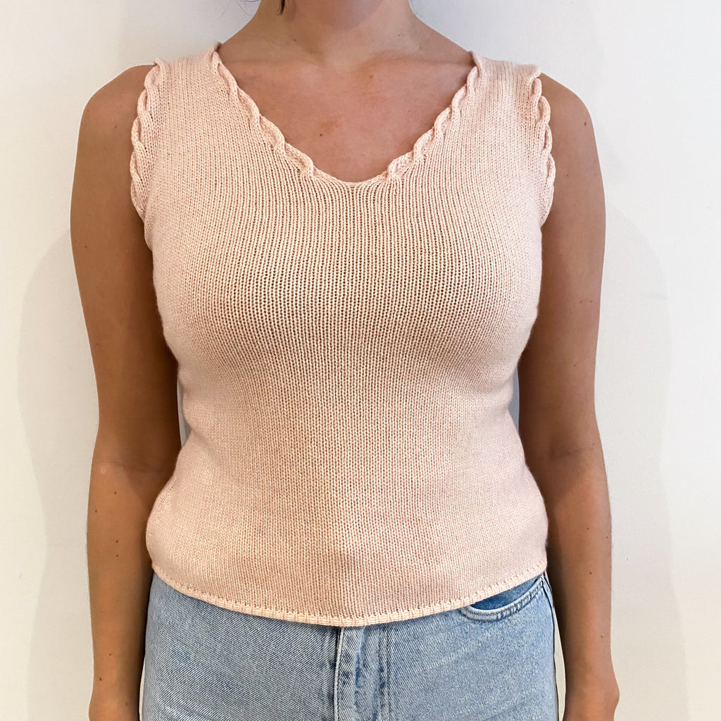 Shell Pink Cashmere V Neck Vest Small