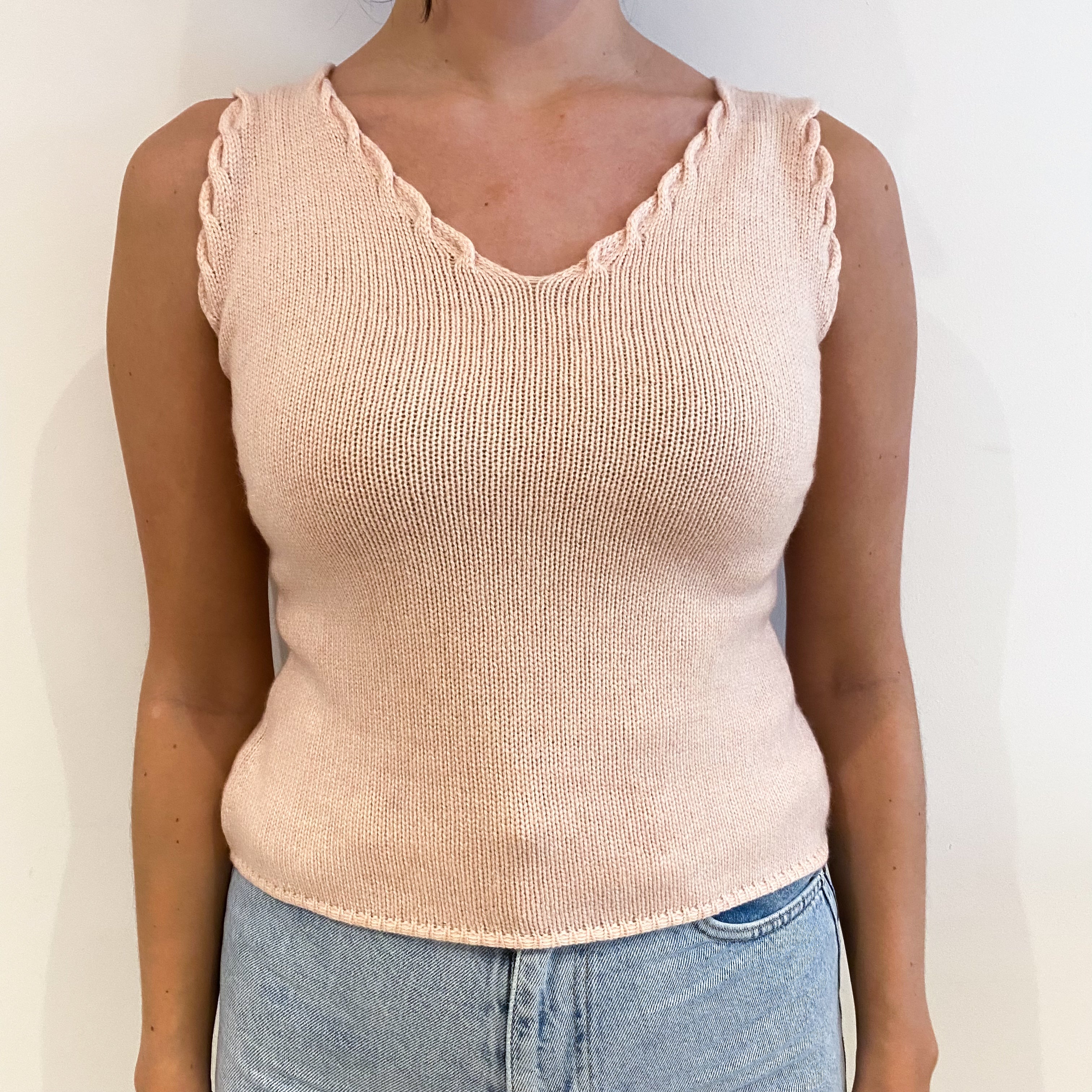 Shell Pink Cashmere V Neck Vest Small