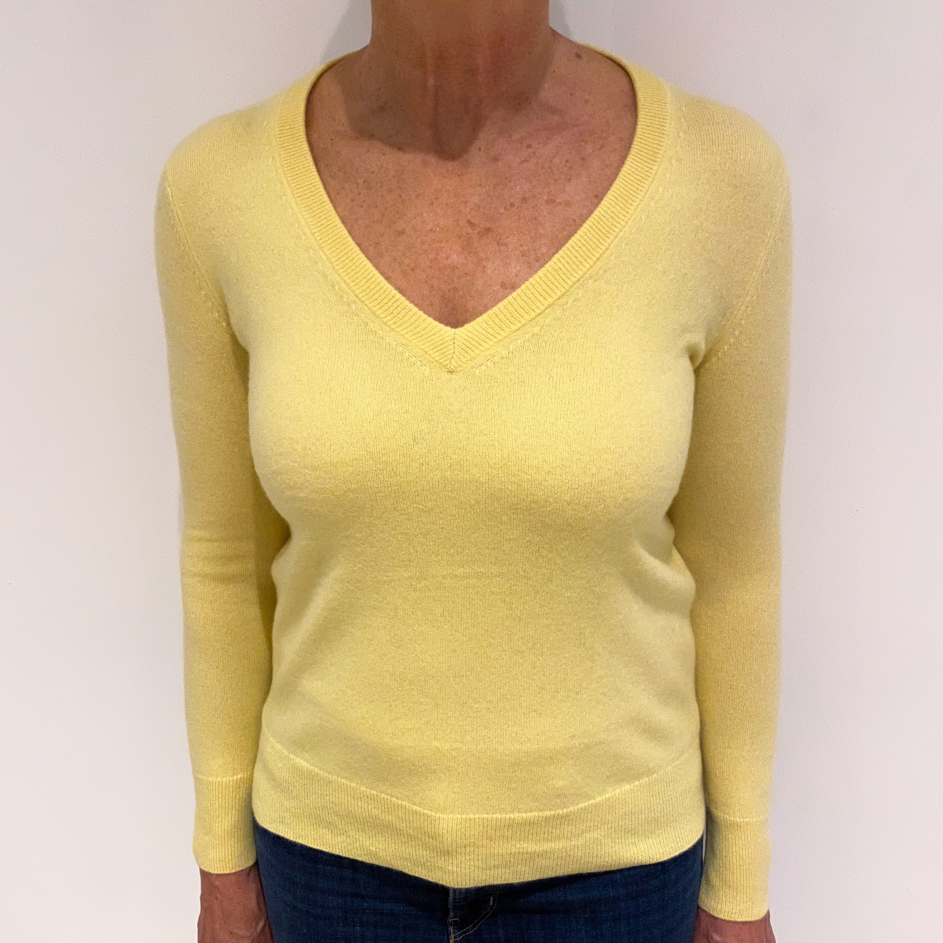 Pineapple Yellow Cashmere V Neck Jumper Medium