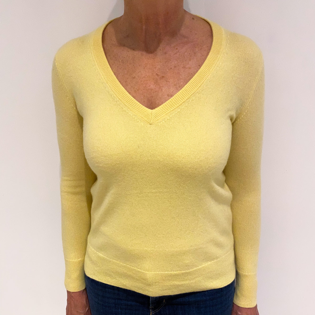 Pineapple Yellow Cashmere V Neck Jumper Medium