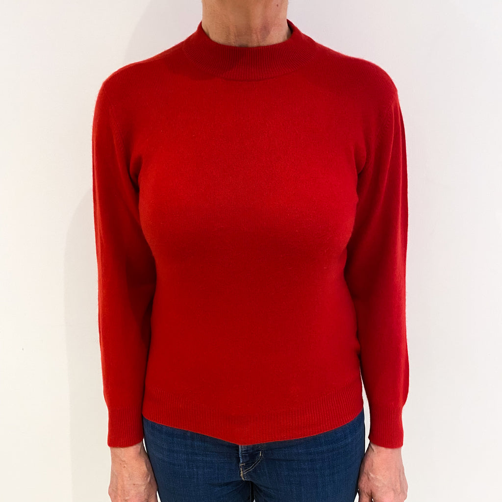 Scarlet Red Cashmere Turtle Neck Jumper Medium