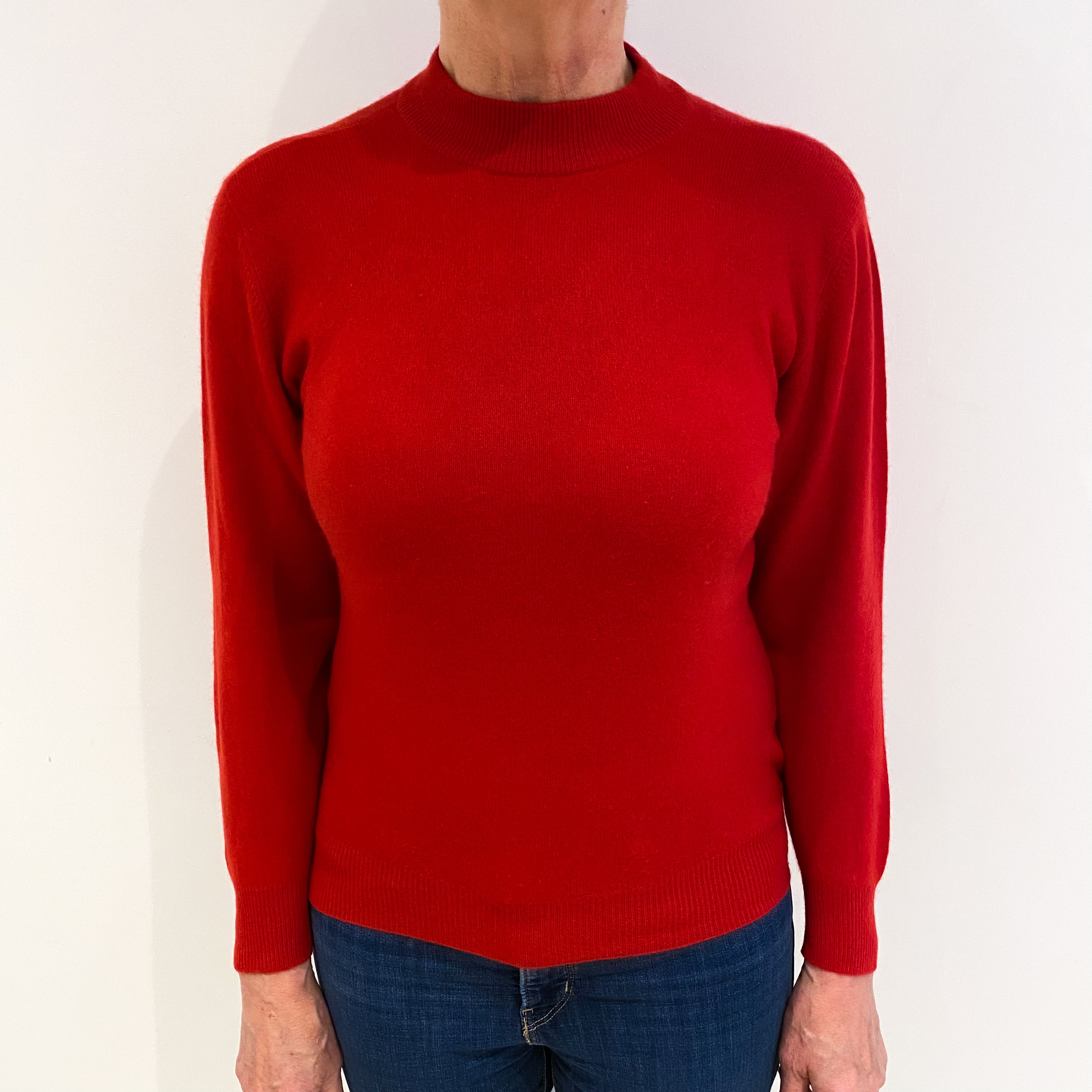 Scarlet Red Cashmere Turtle Neck Jumper Medium