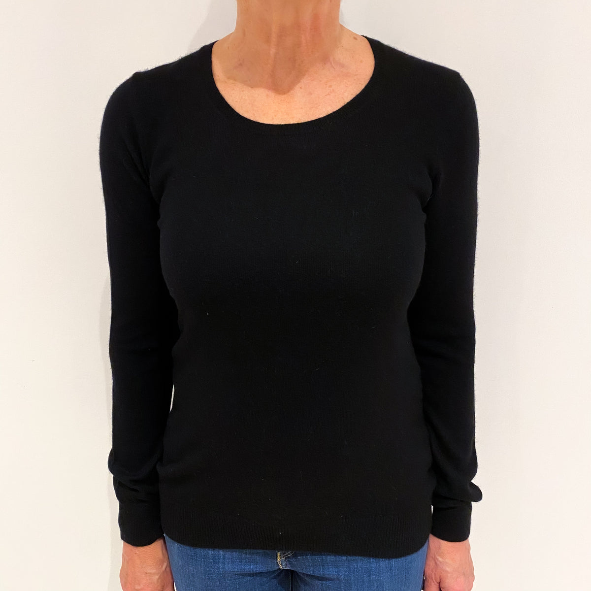 Black Cashmere Crew Neck Jumper Medium