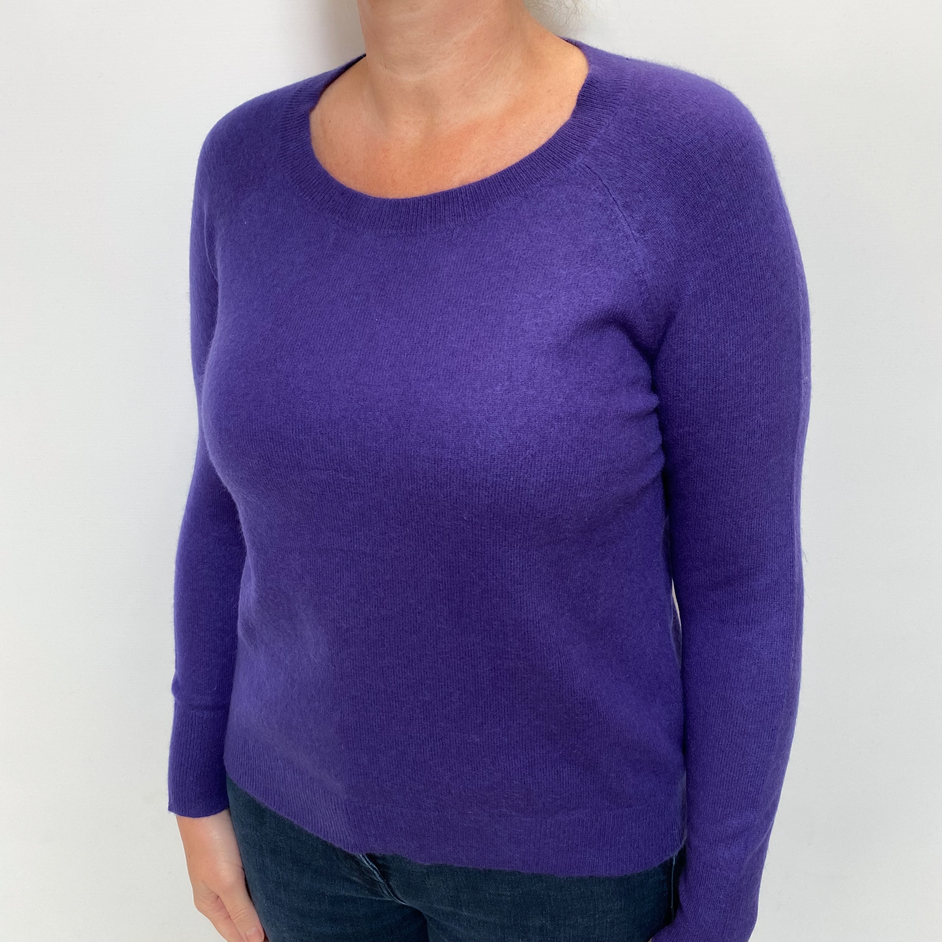 Grape Purple Cashmere Crew Neck Jumper Large