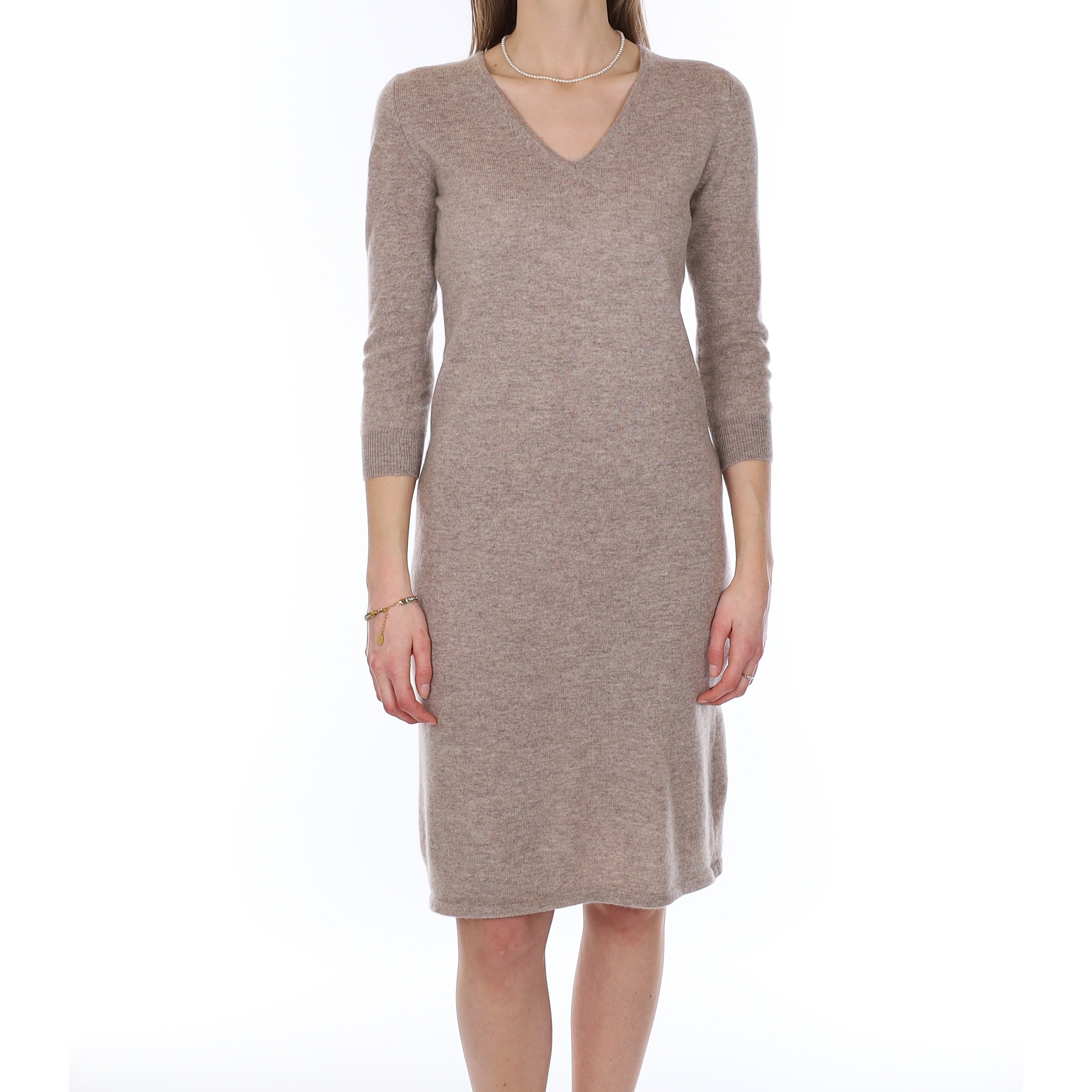 Fawn Cashmere V Neck Dress Small