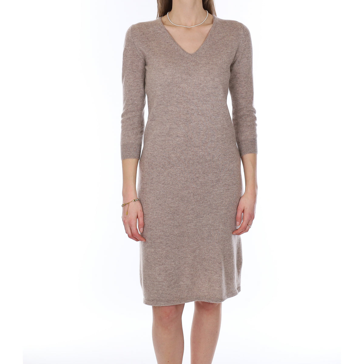 Fawn Cashmere V Neck Dress Small