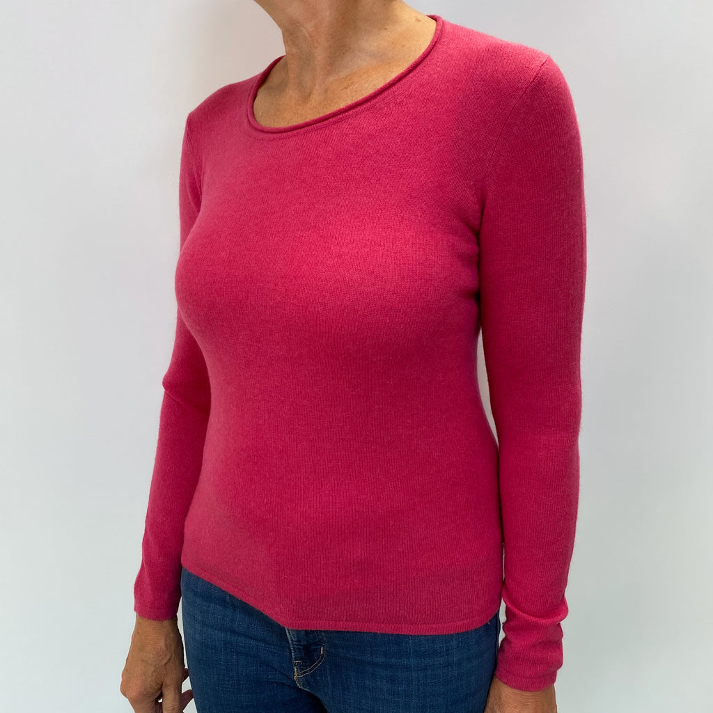 Cranberry Pink Cashmere Crew Neck Jumper Medium
