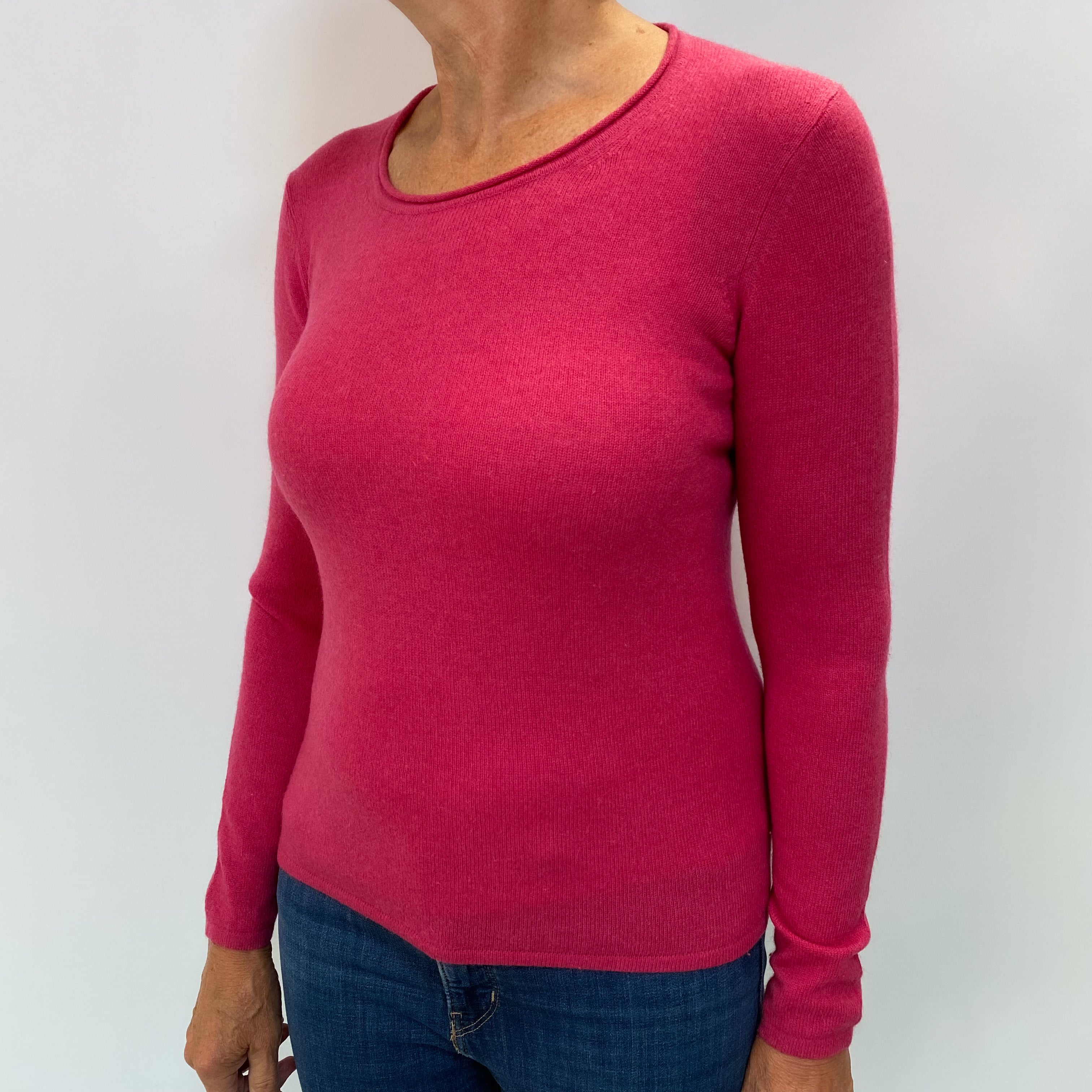 Cranberry Pink Cashmere Crew Neck Jumper Medium