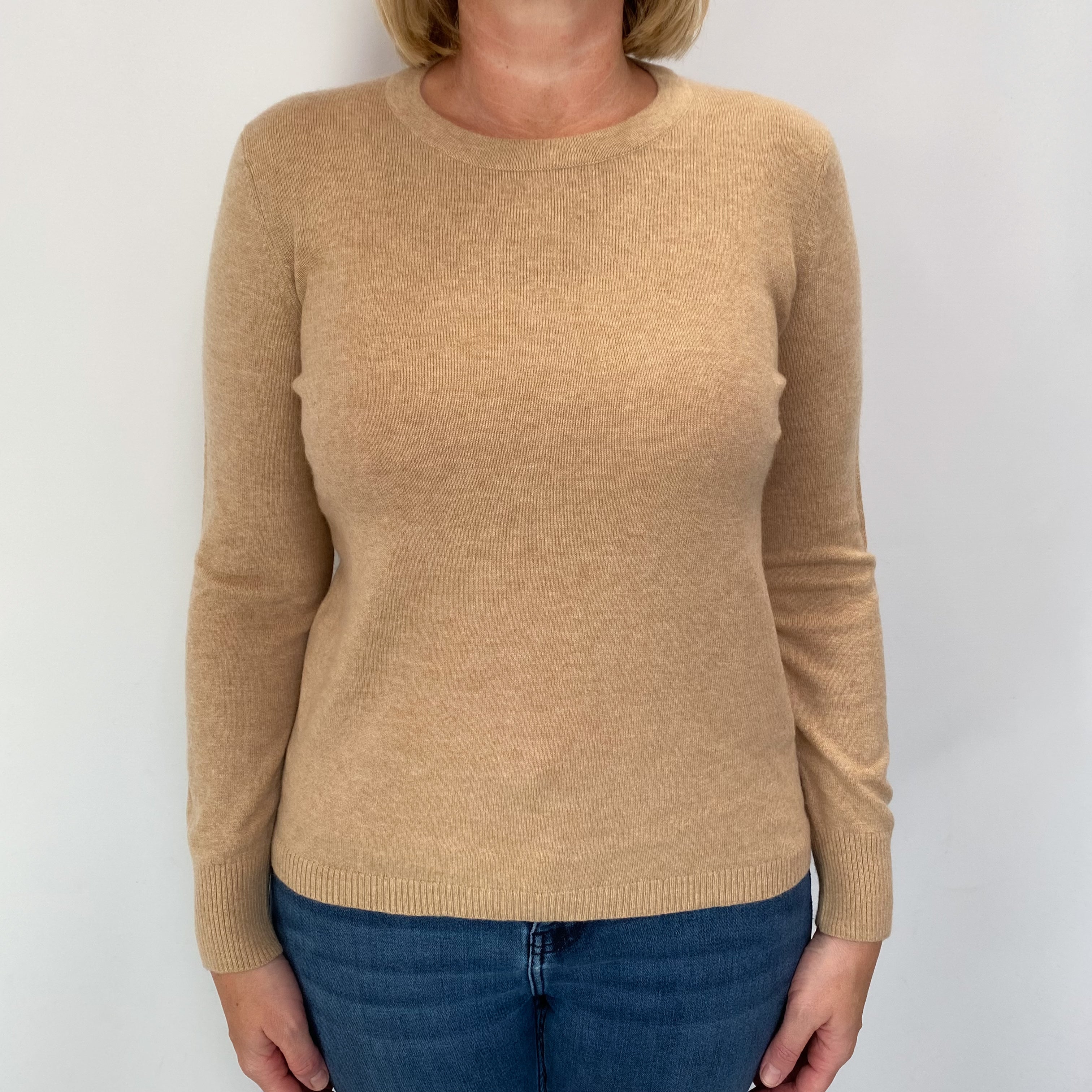Caramel Brown Cashmere Crew Neck Jumper Large