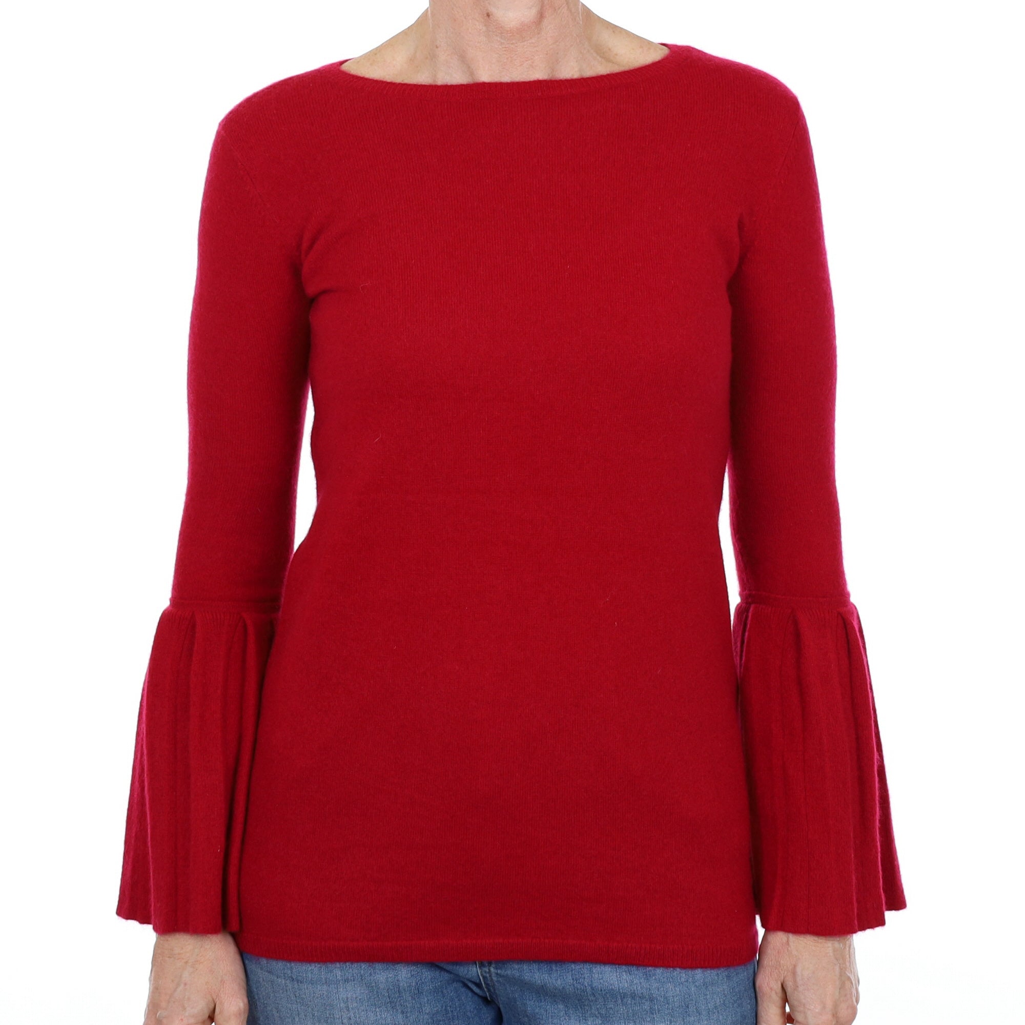 Neiman Marcus Crimson Red Cashmere Crew Neck Jumper Small