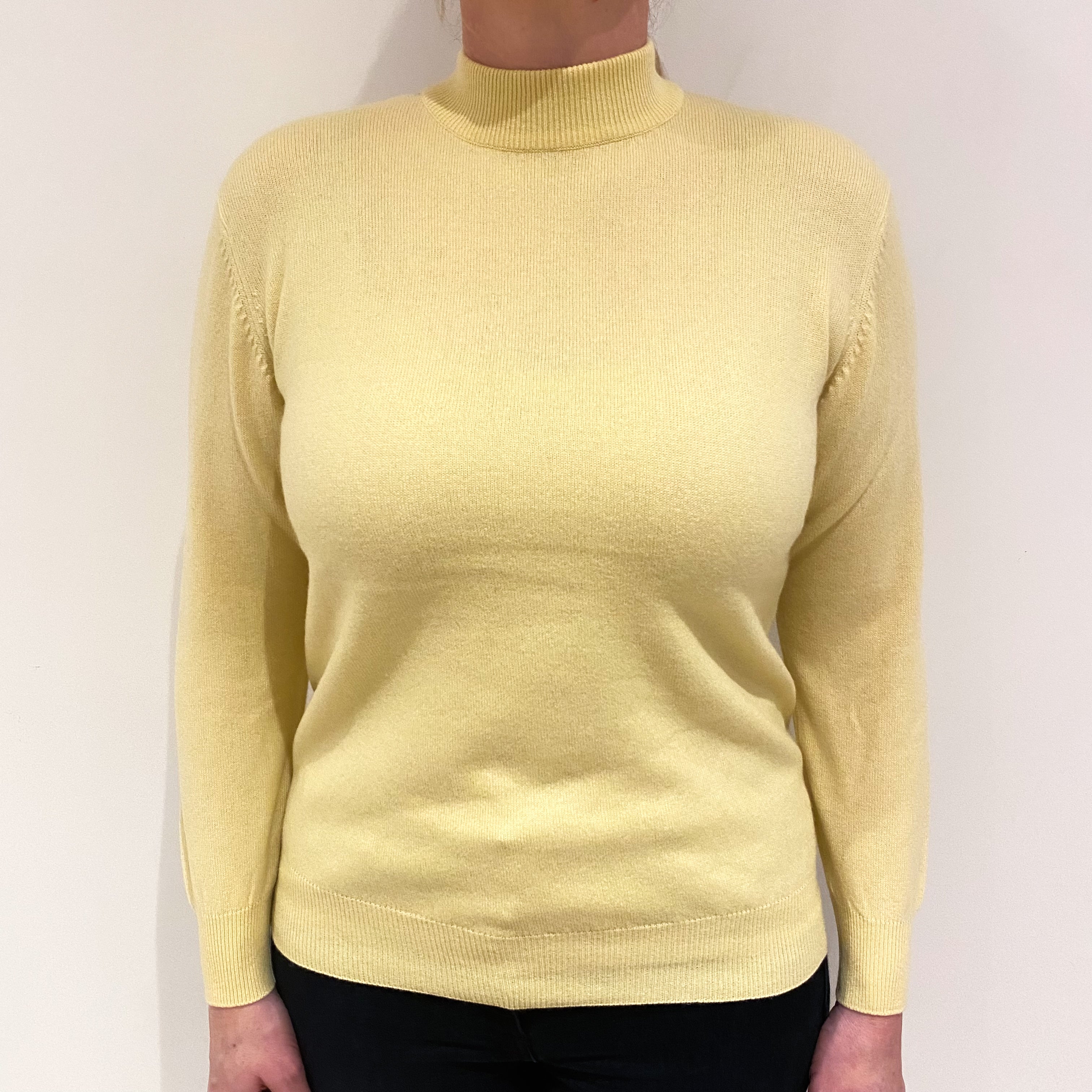 Primrose Yellow Cashmere Turtle Neck Jumper Large