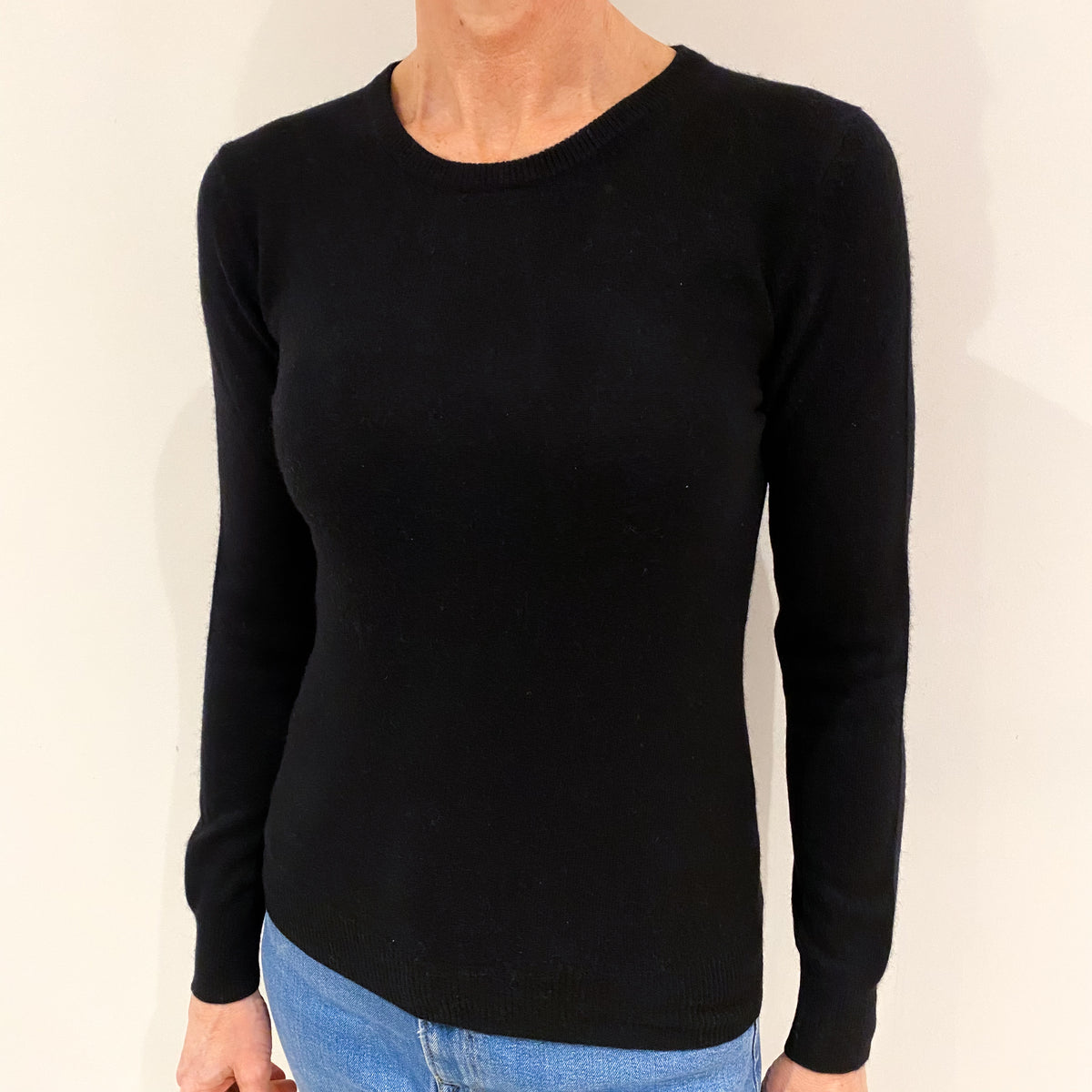 Black Cashmere Crew Neck Jumper Small