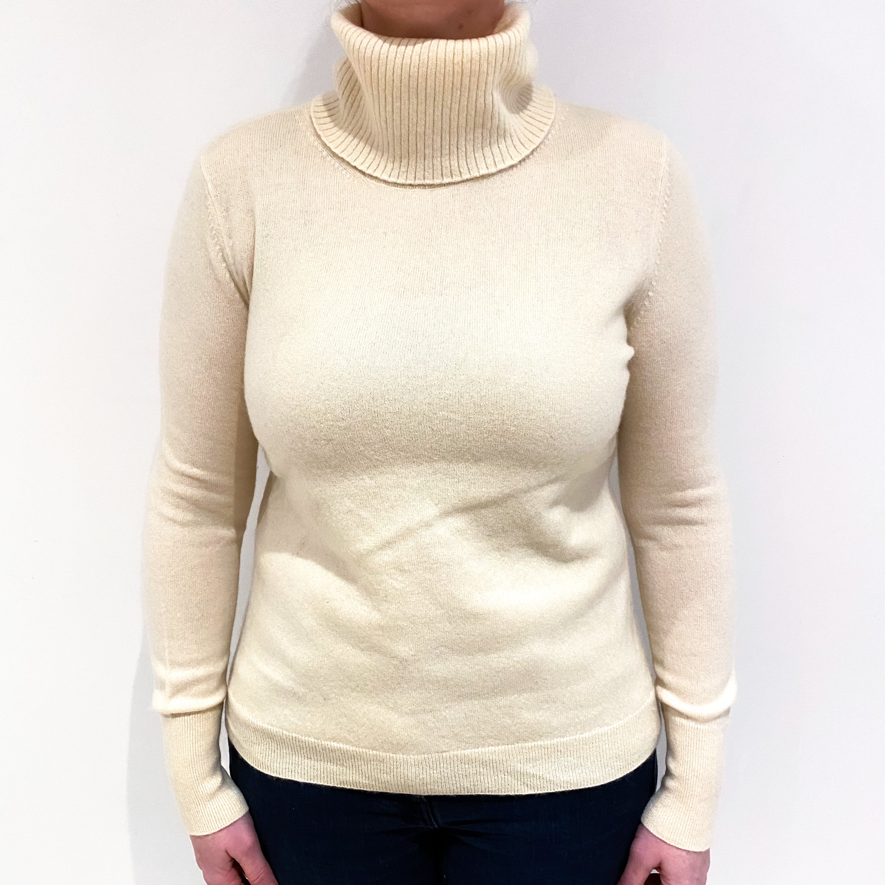 Clotted Cream Cashmere Polo Neck Jumper Large