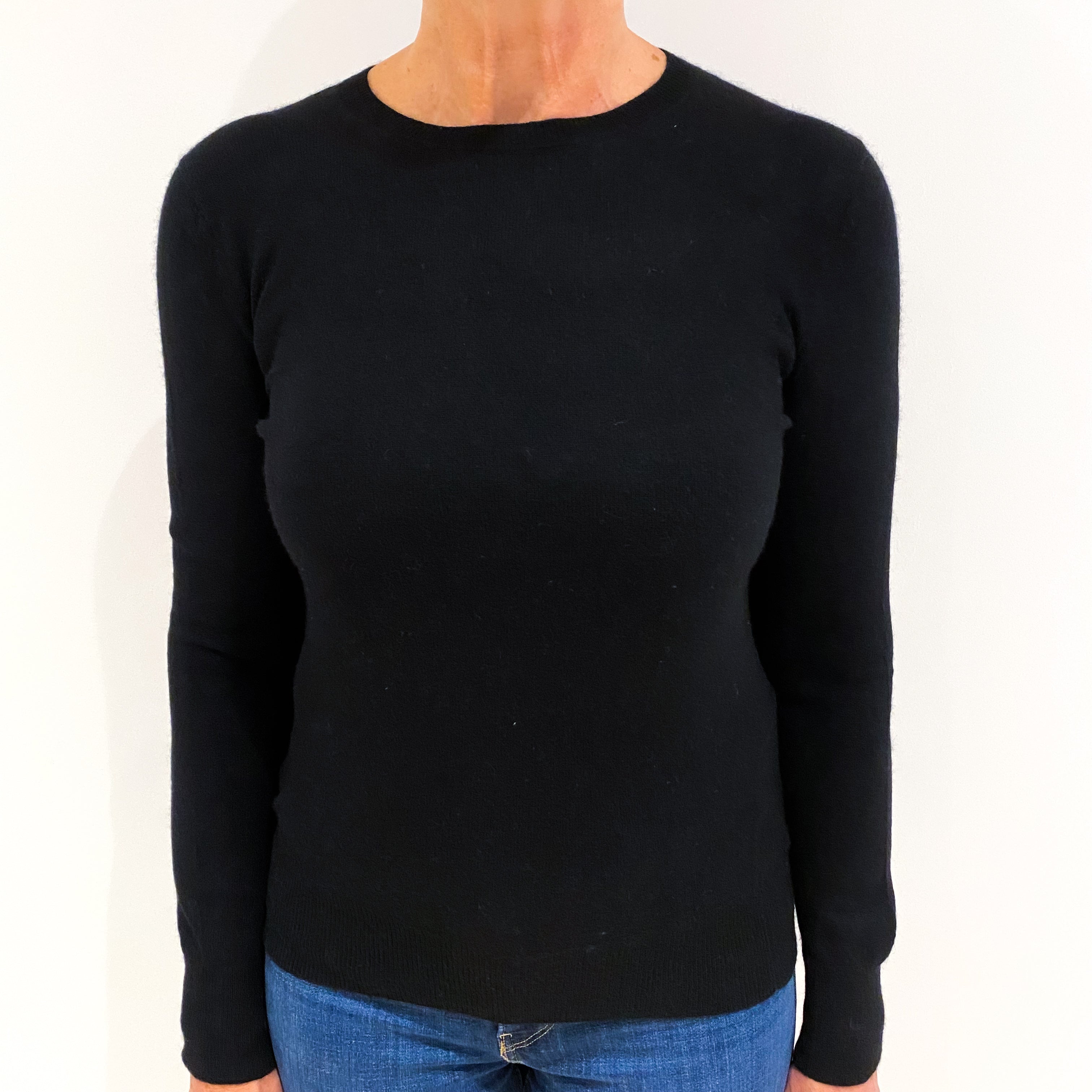 Black Cashmere Crew Neck Jumper Medium