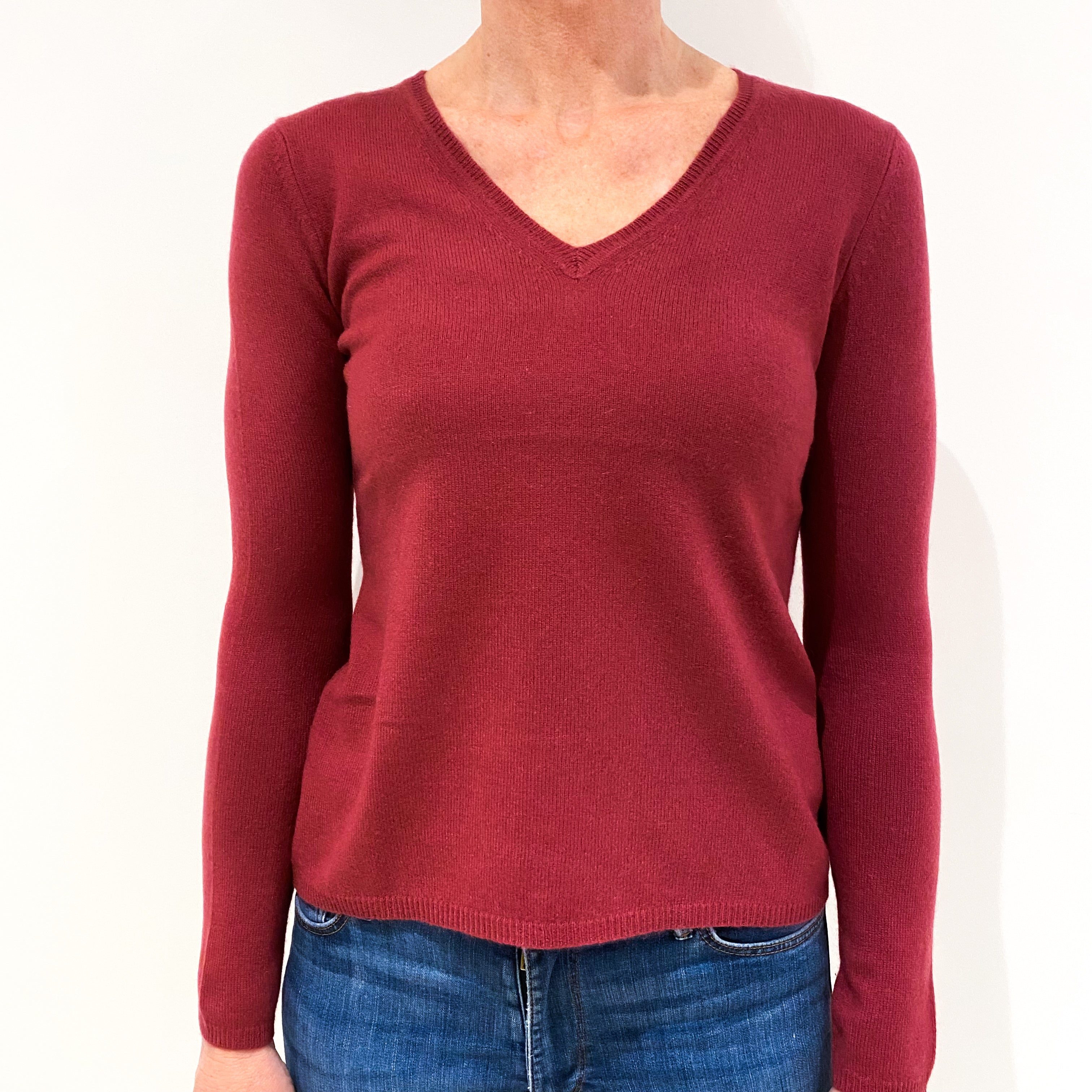 Rouge Pink Cashmere V-Neck Jumper Small