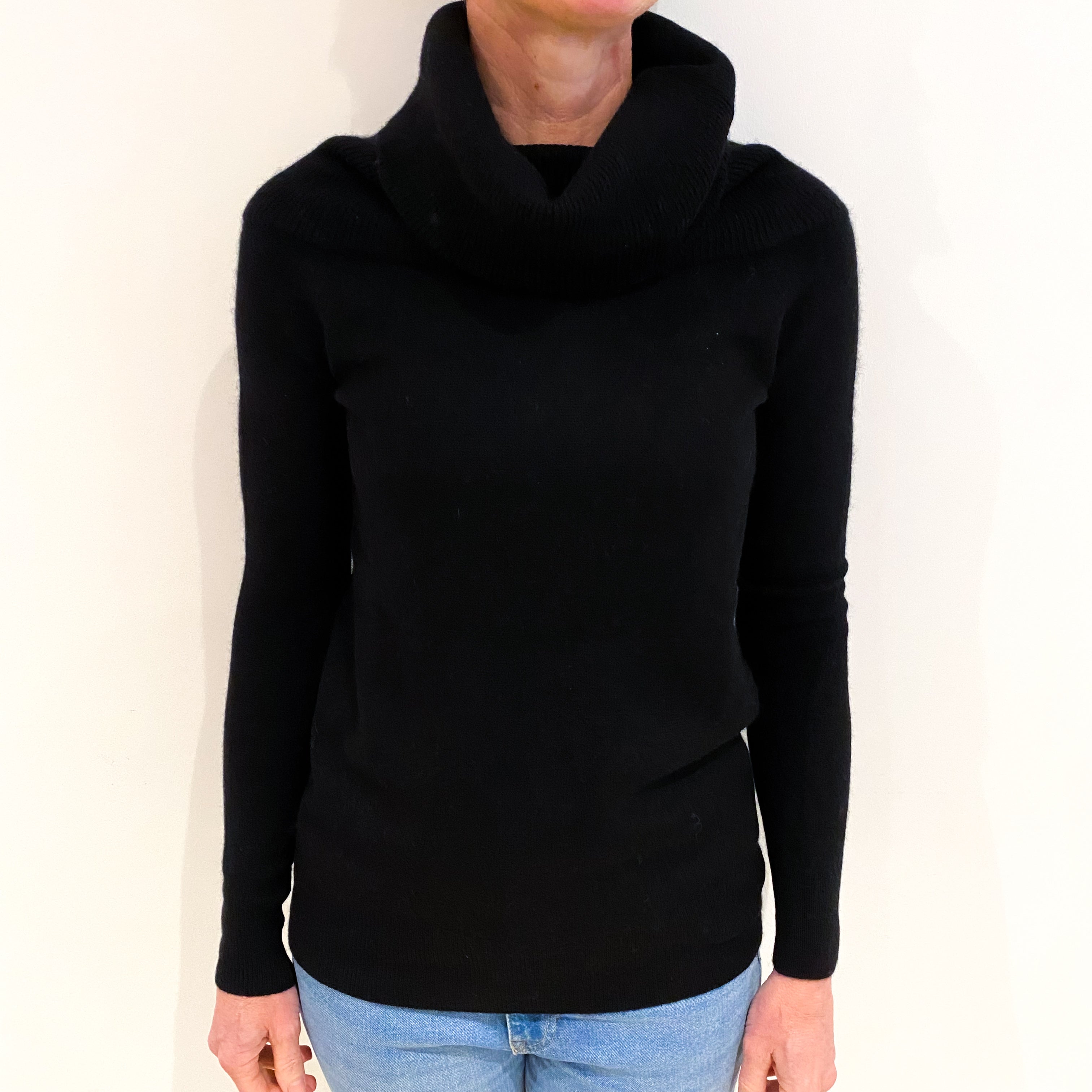 Black Cashmere Cowl Neck Jumper Small