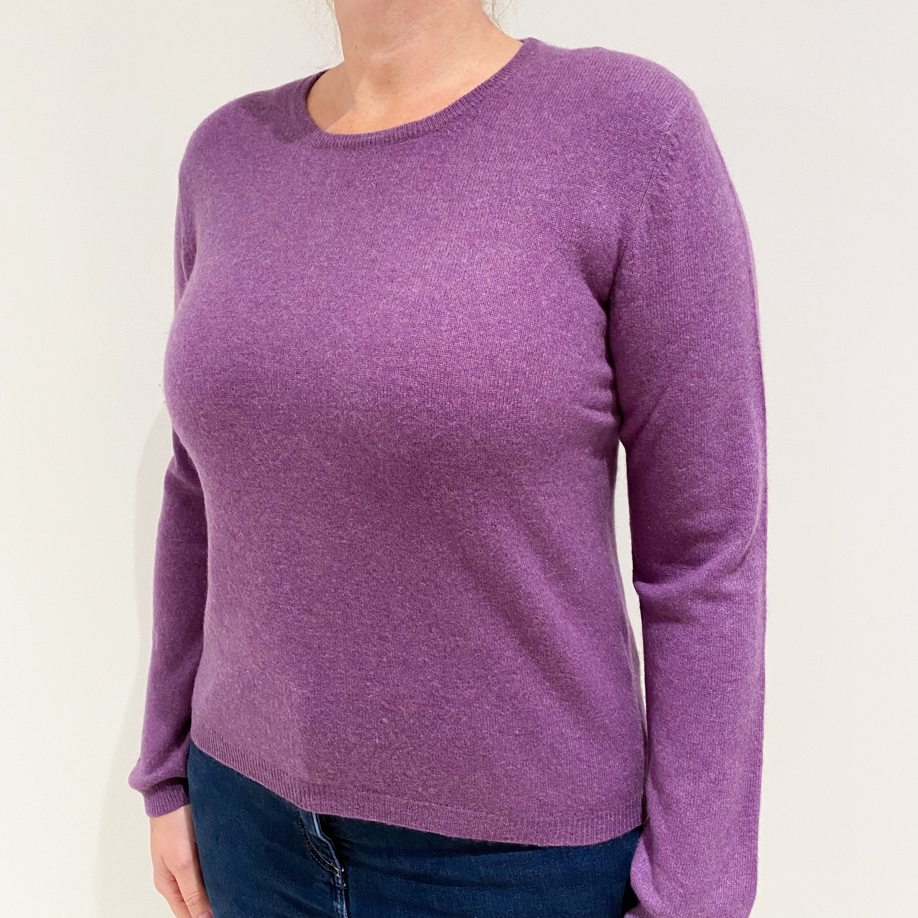 Deep Loganberry Purple Cashmere Crew Neck Jumper Large