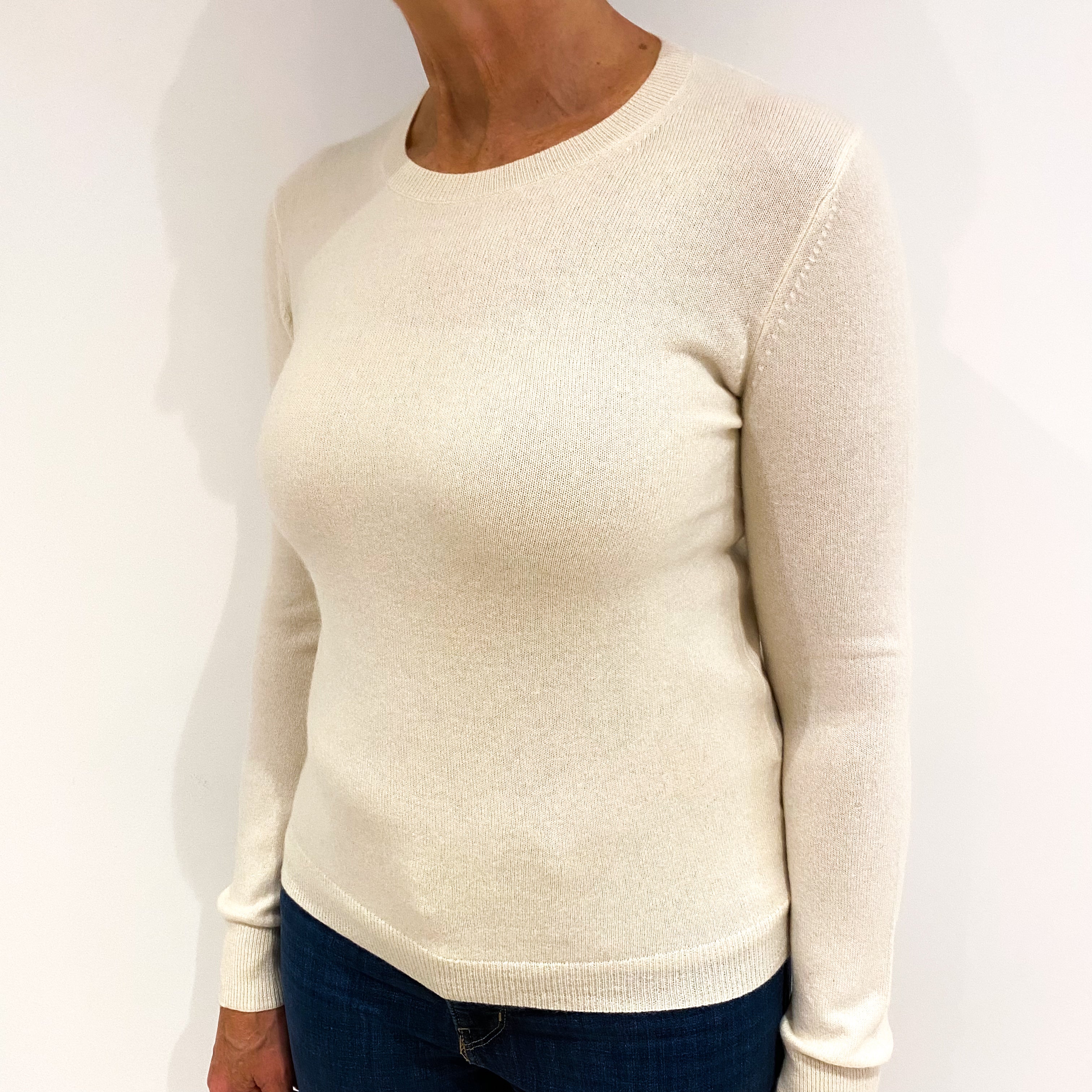 Vanilla Cream Cashmere Crew Neck Jumper Medium