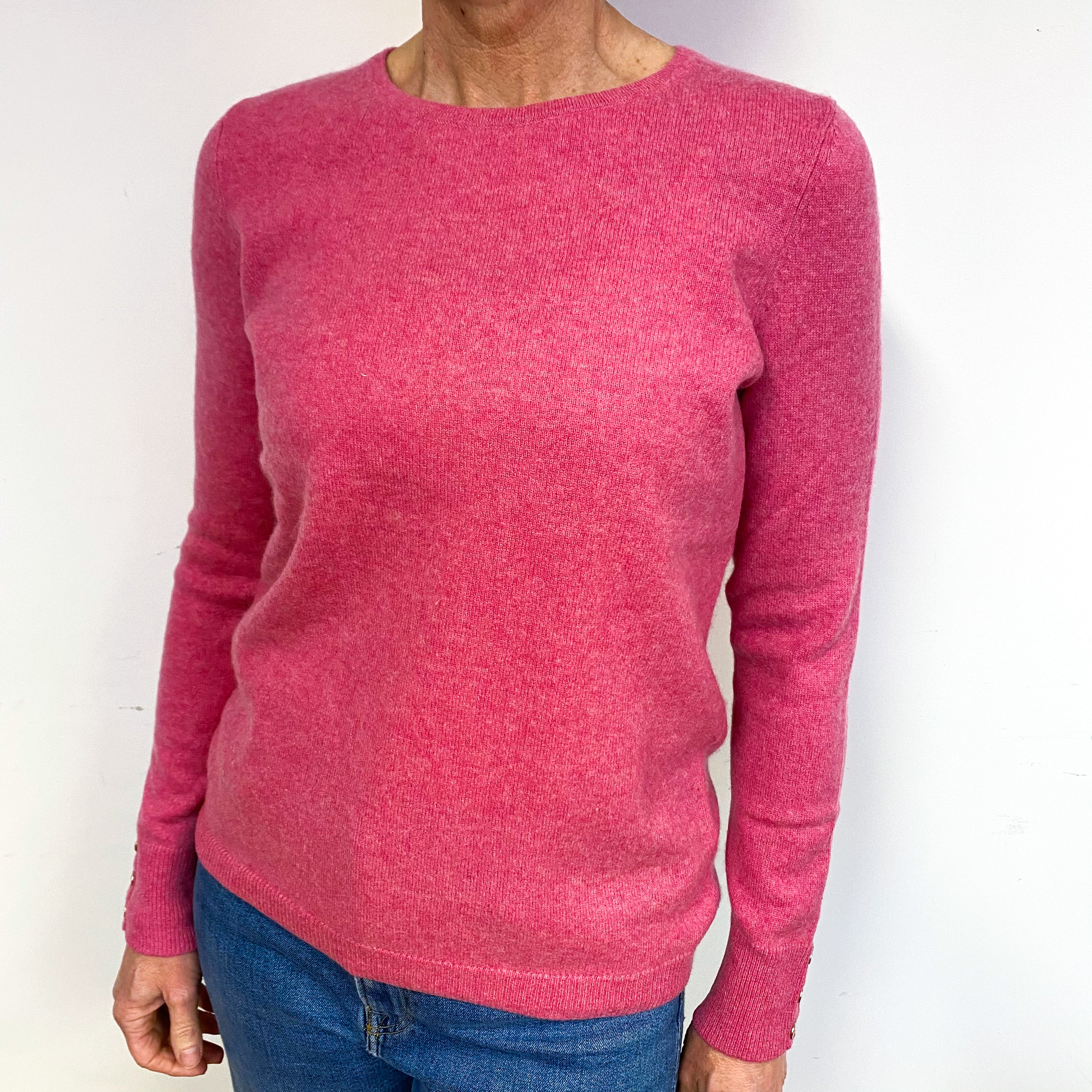 Raspberry Pink Cashmere Crew Neck Jumper Medium