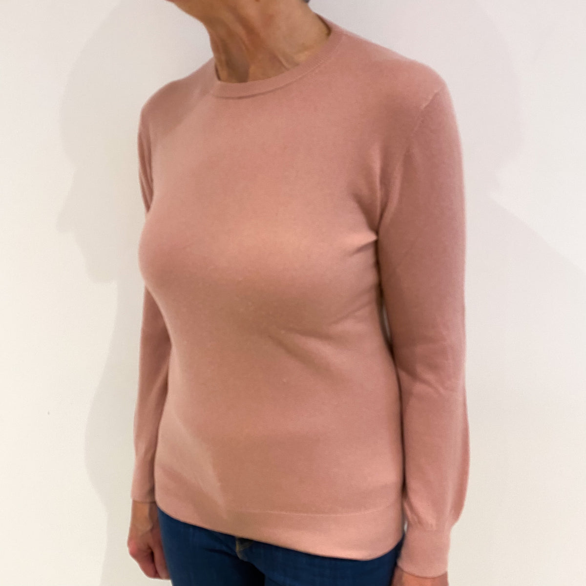 Dusky Pink Cashmere Crew Neck Jumper Medium