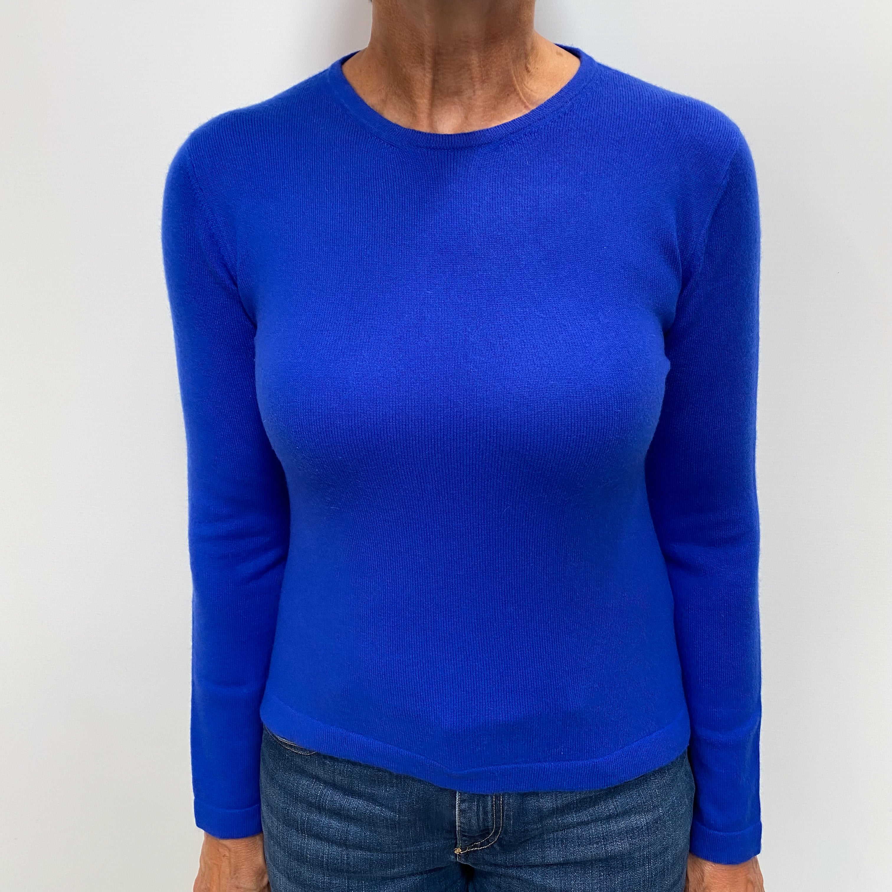 Cobalt Blue Cashmere Crew Neck Jumper Medium