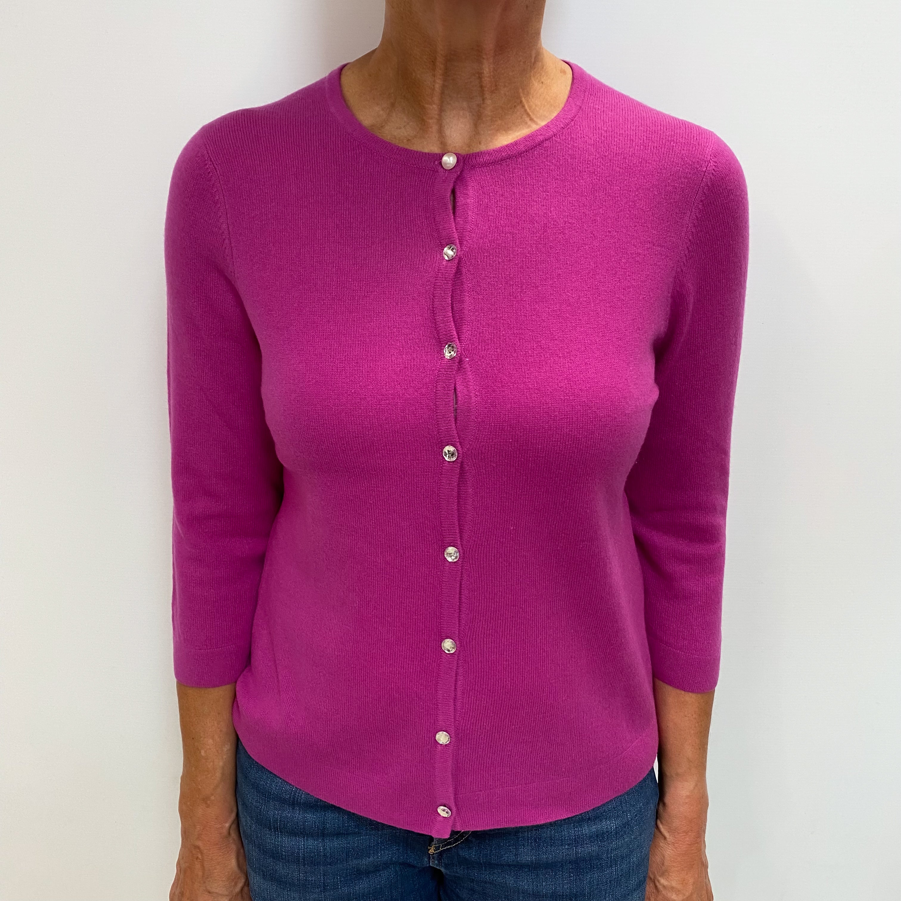 Magenta Pink Cashmere Cardigan Medium