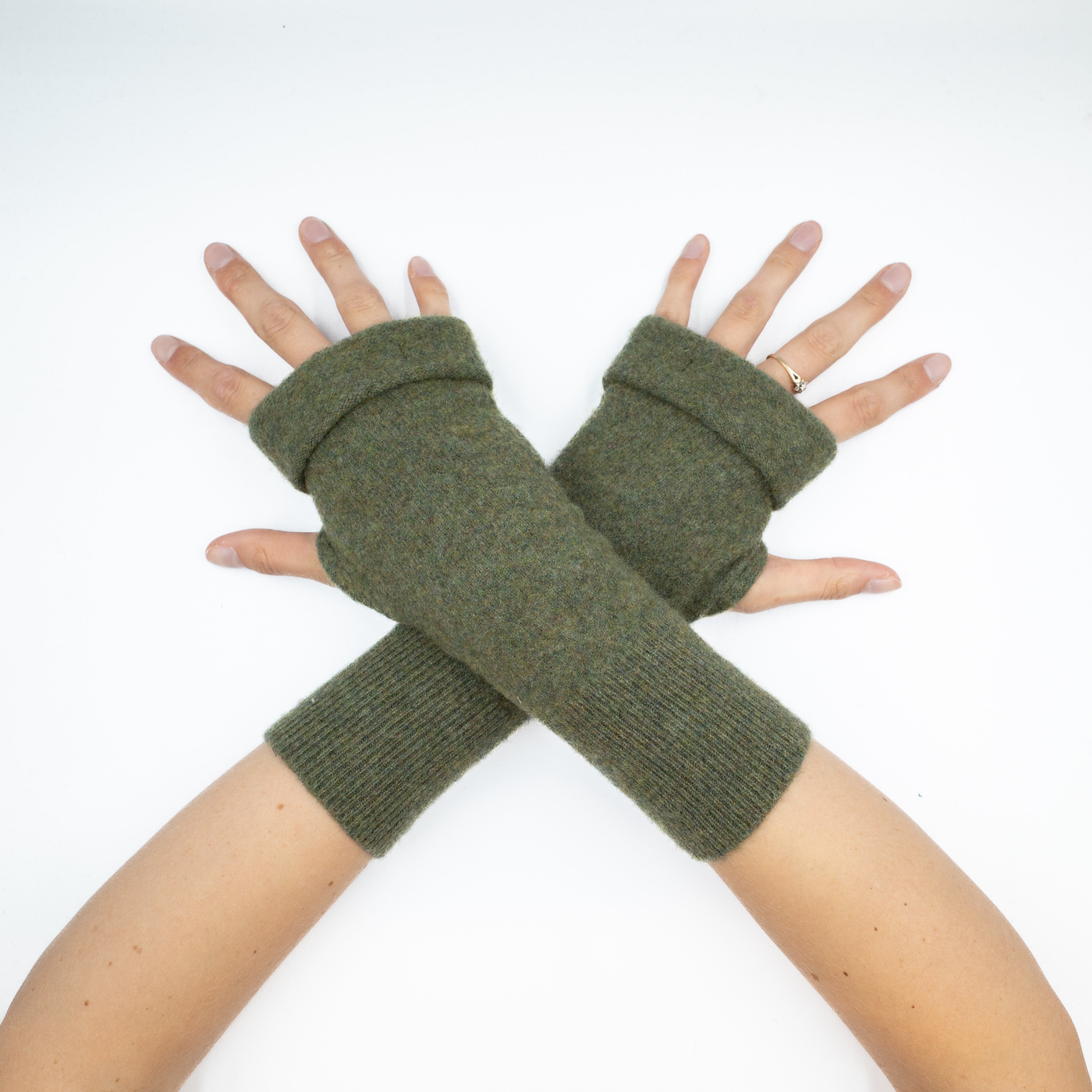 Stone Green Fingerless Gloves